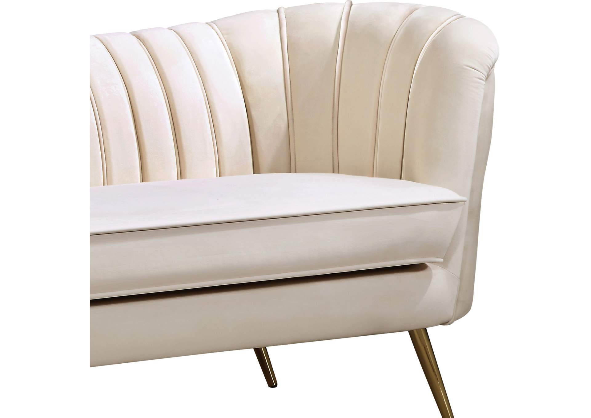 Margo Cream Velvet Loveseat,Meridian Furniture