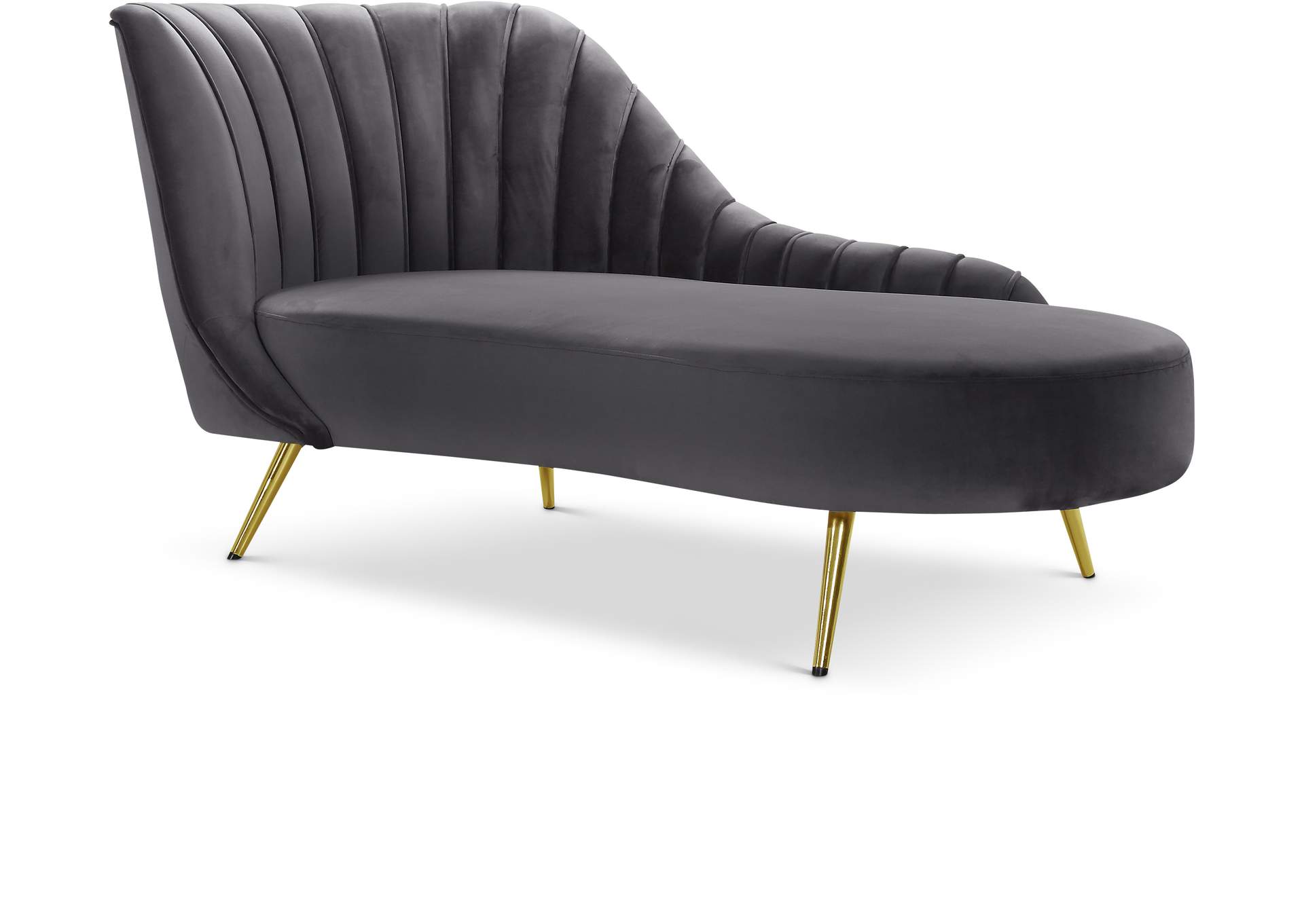 Margo Grey Velvet Chaise,Meridian Furniture