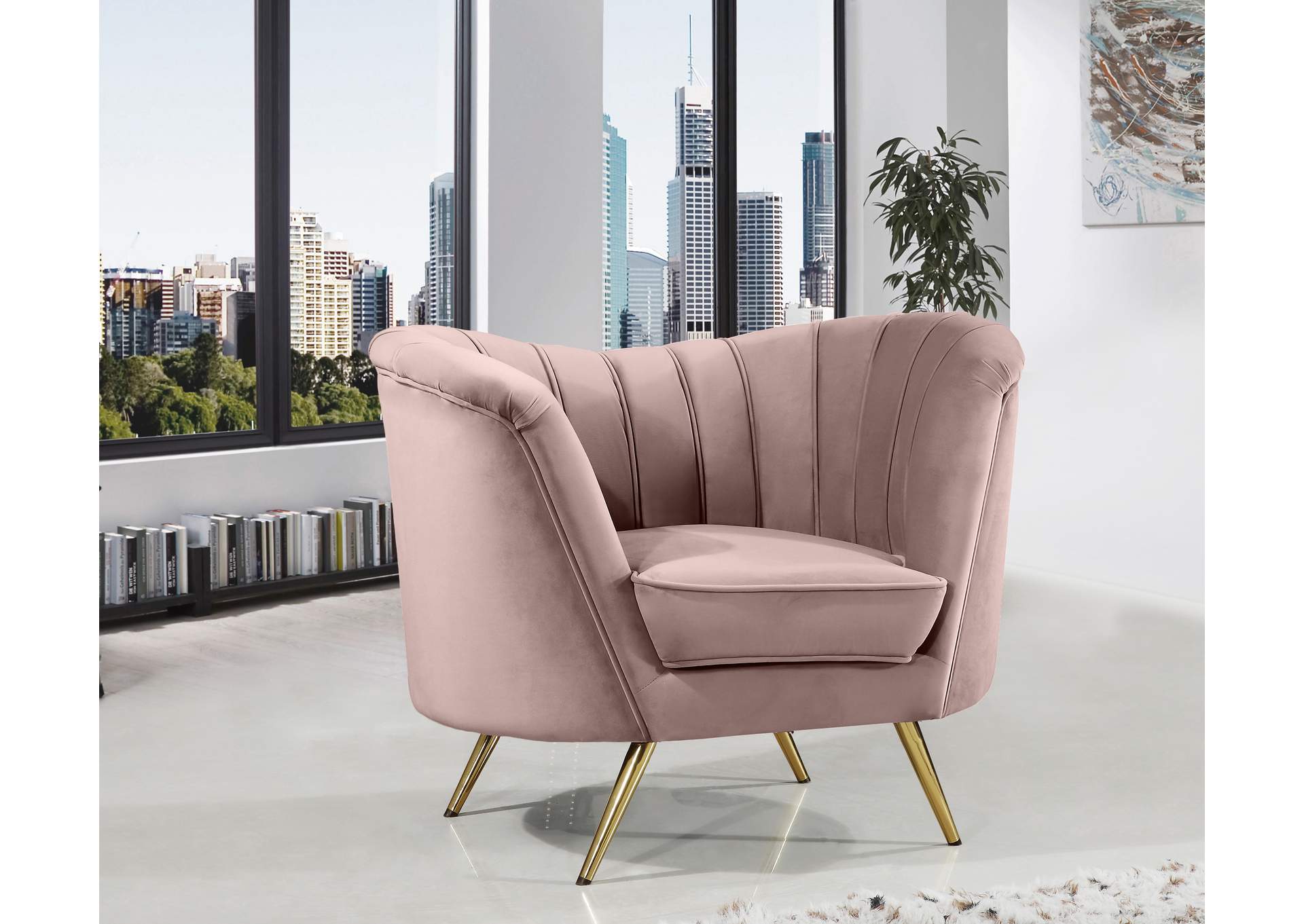 Margo Pink Velvet Chair,Meridian Furniture