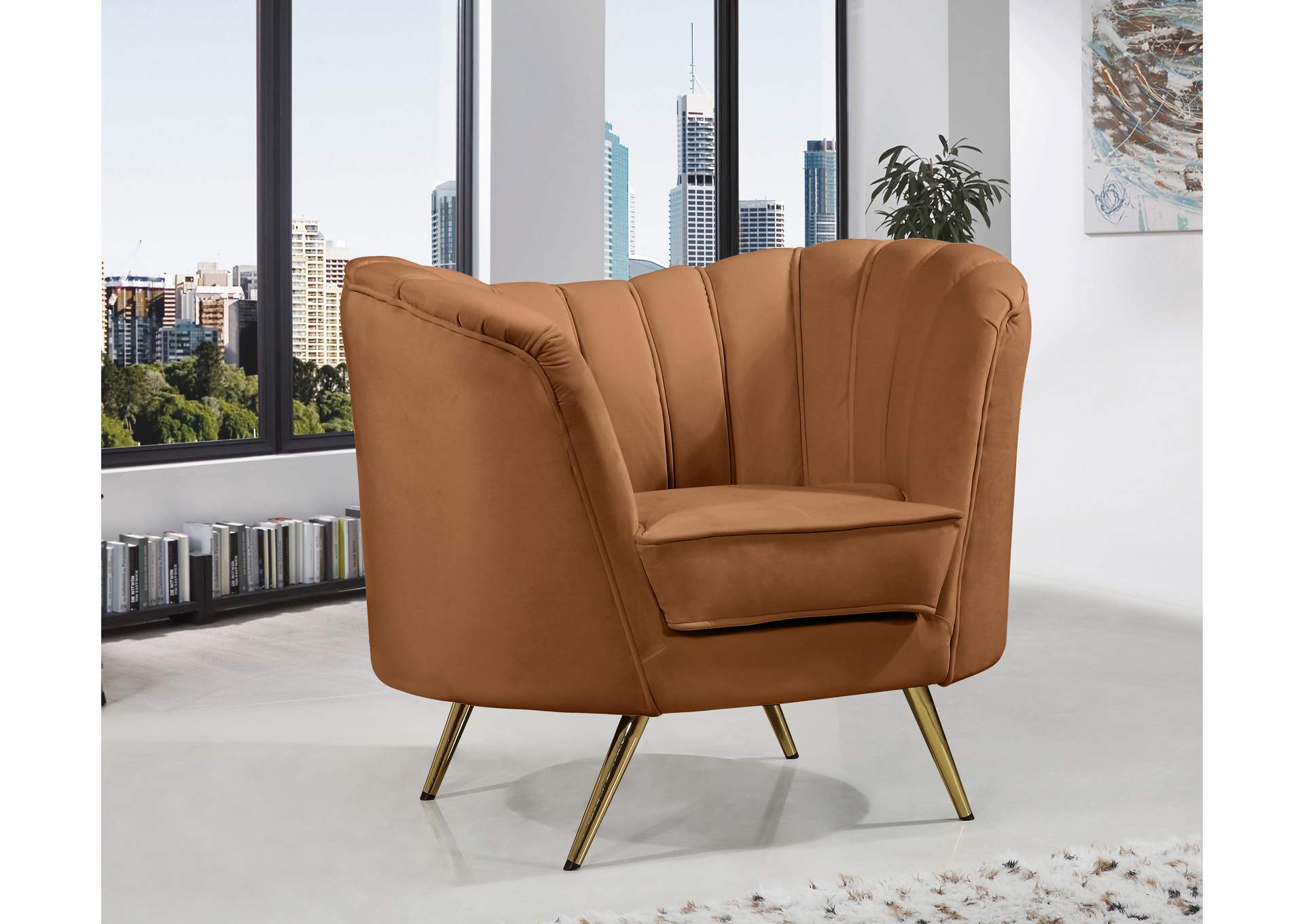 Margo Saddle Velvet Chair,Meridian Furniture