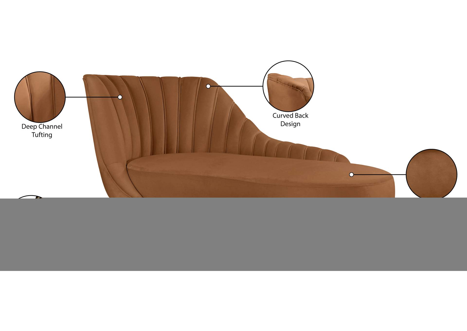 Margo Saddle Velvet Chaise,Meridian Furniture