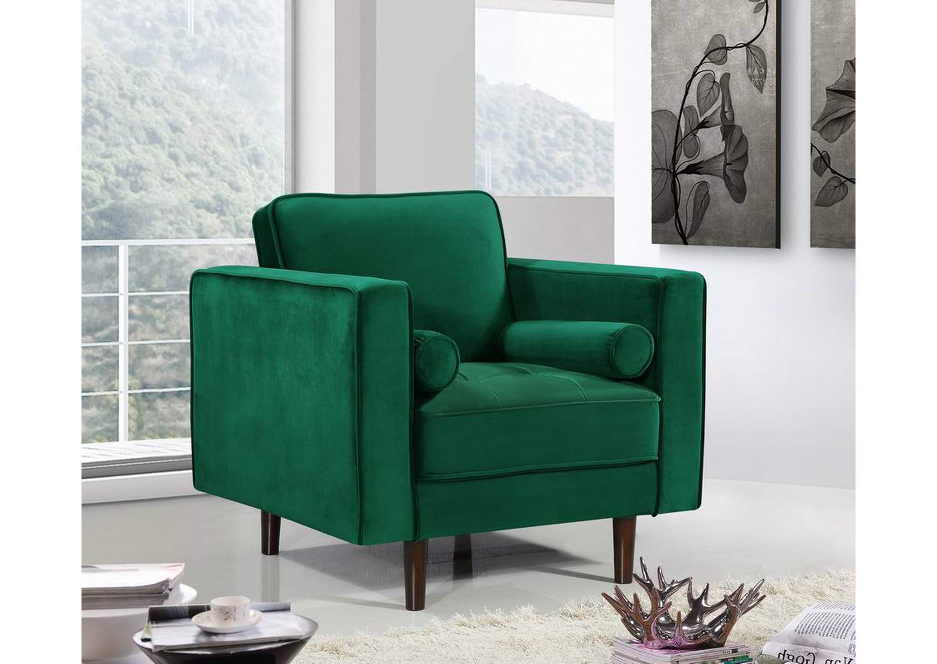 Emily Green Velvet Chair,Meridian Furniture