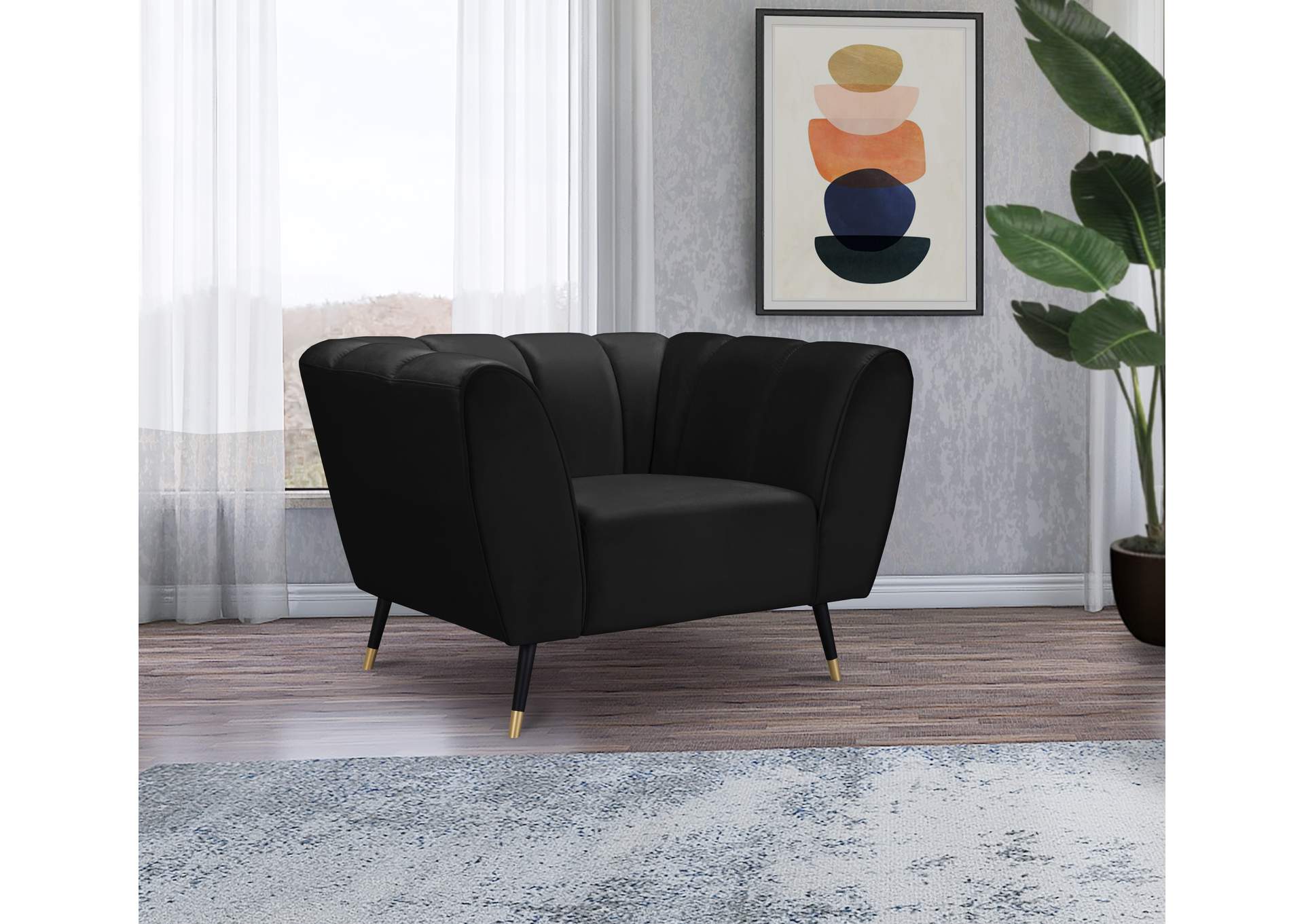 Beaumont Black Velvet Chair,Meridian Furniture