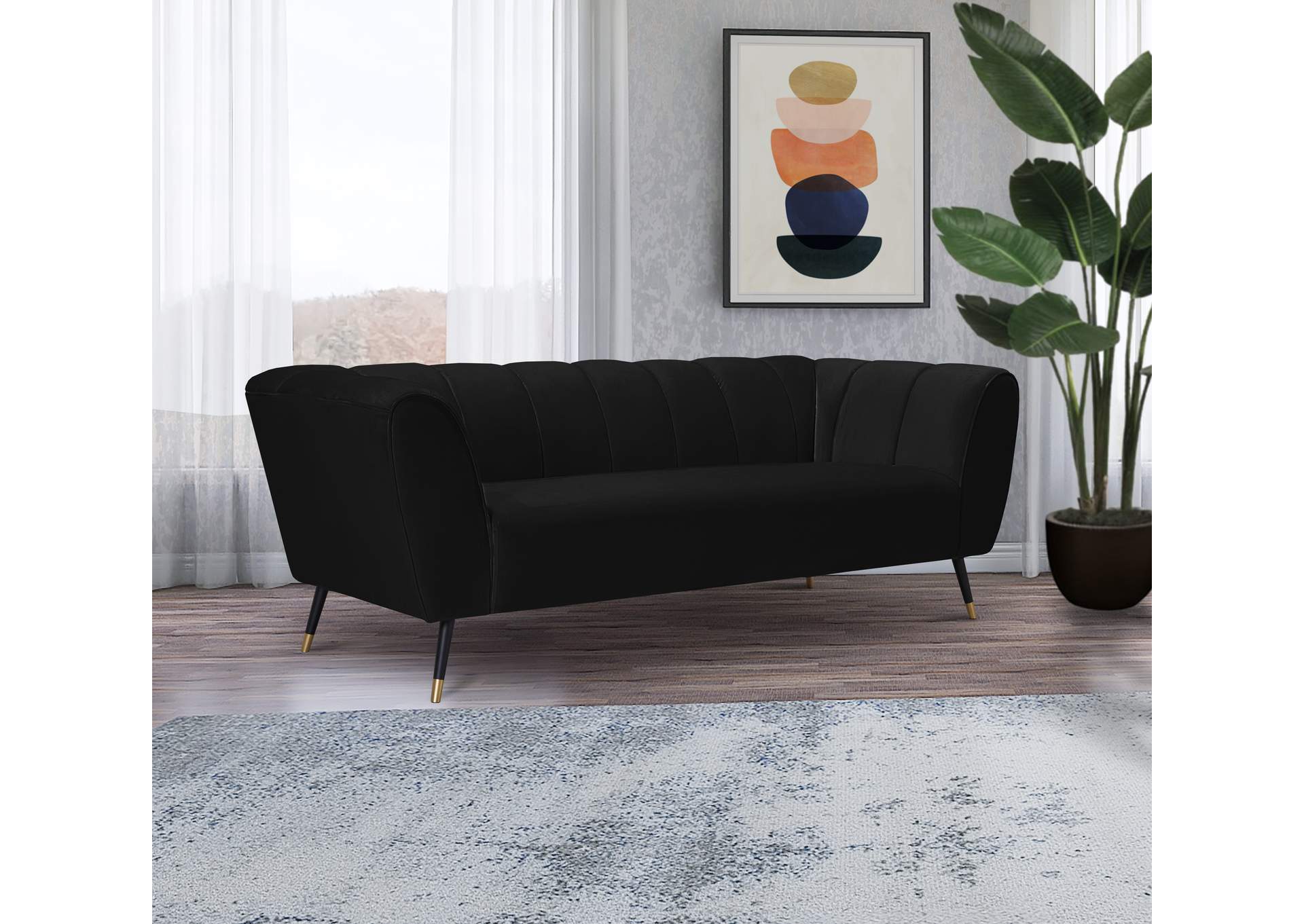 Beaumont Black Velvet Sofa,Meridian Furniture