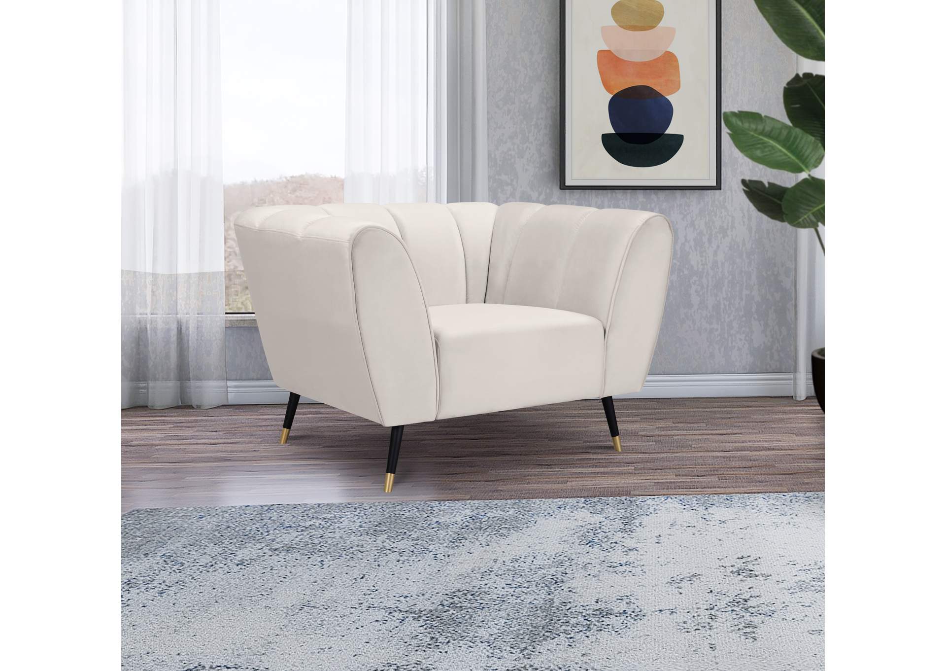 Beaumont Cream Velvet Chair,Meridian Furniture