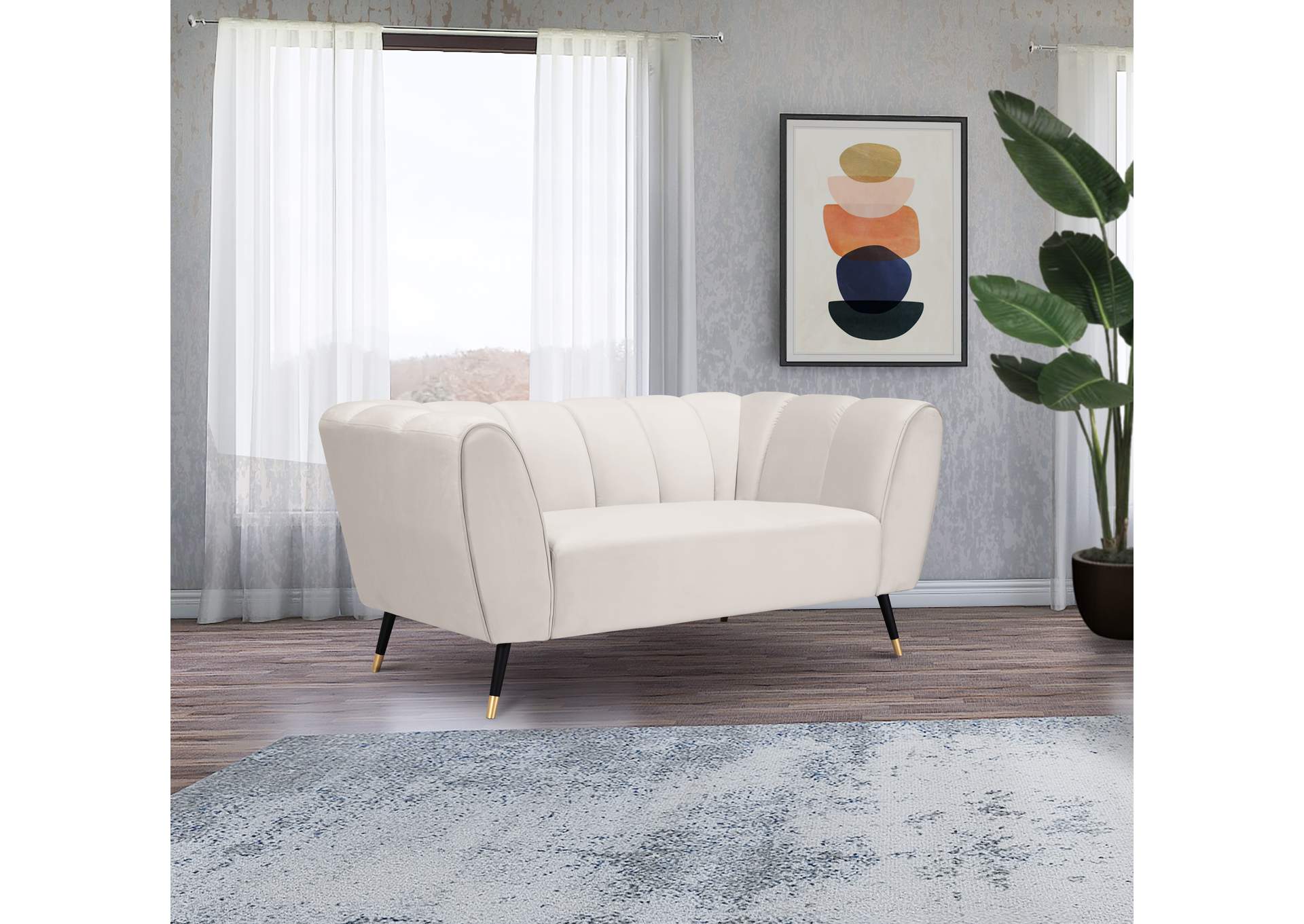 Beaumont Cream Velvet Loveseat,Meridian Furniture