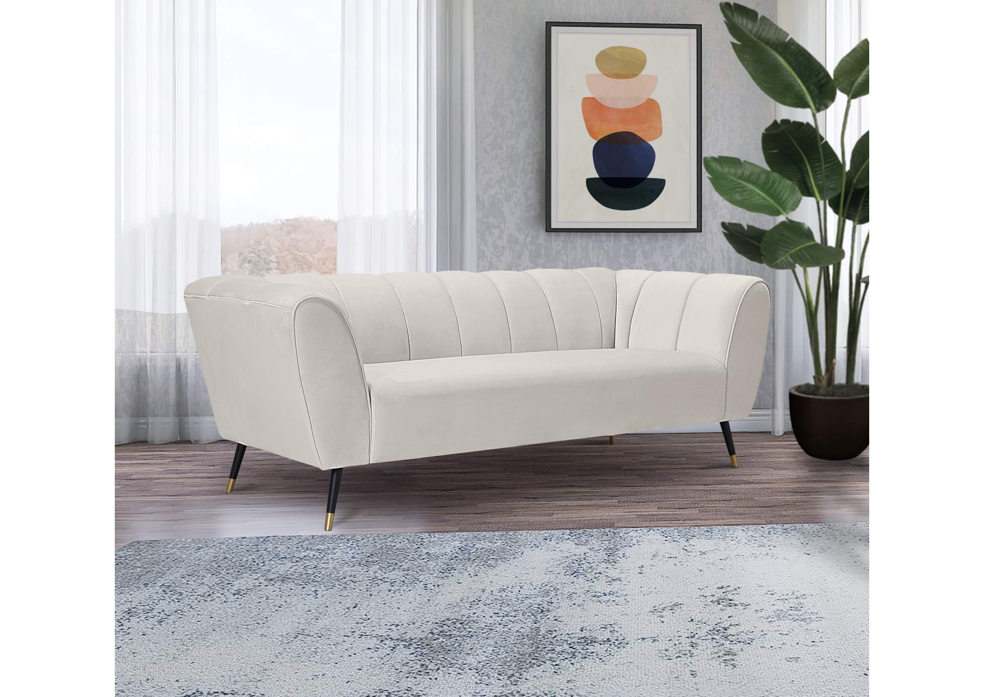 Beaumont Cream Velvet Sofa,Meridian Furniture