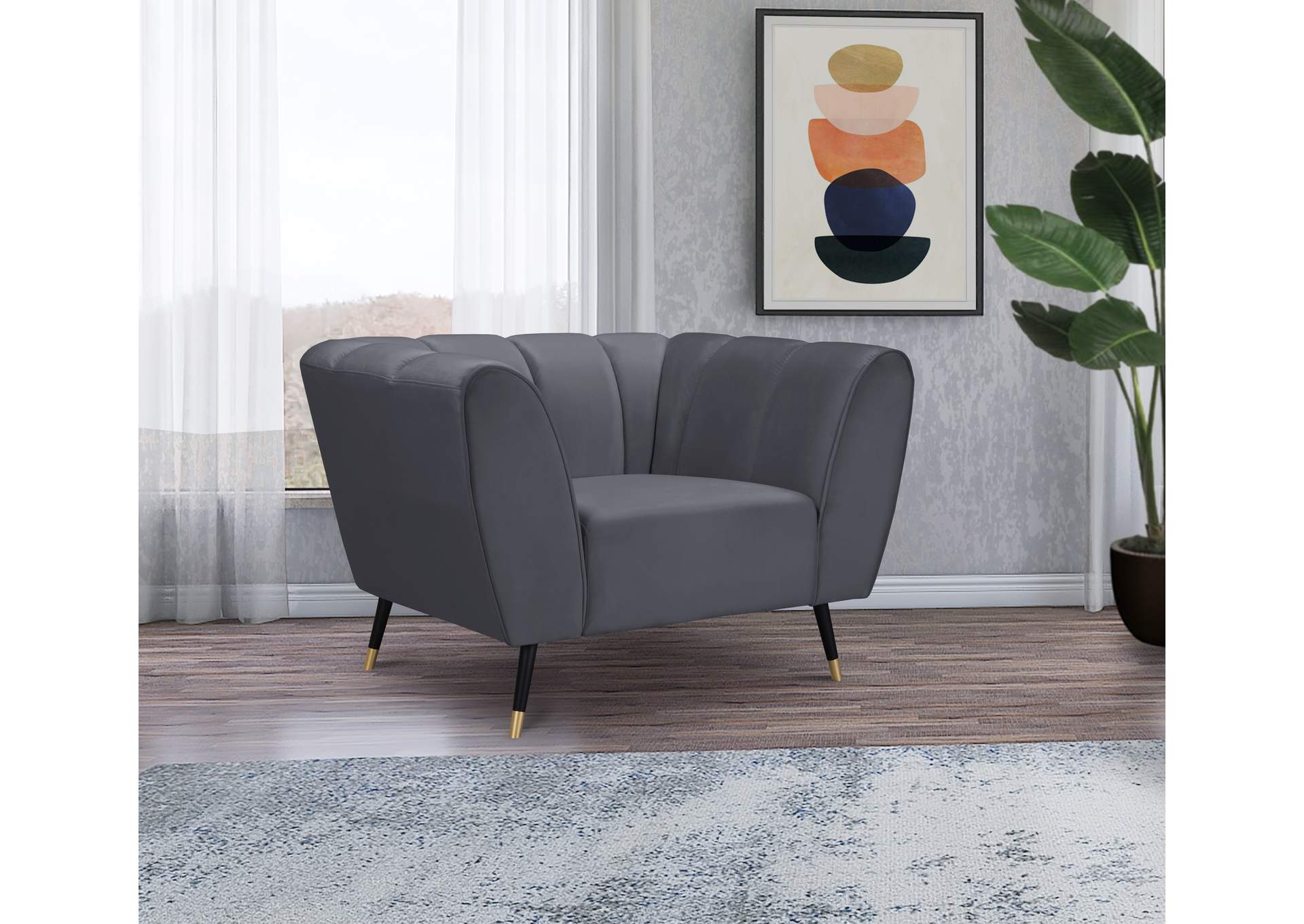 Beaumont Grey Velvet Chair,Meridian Furniture