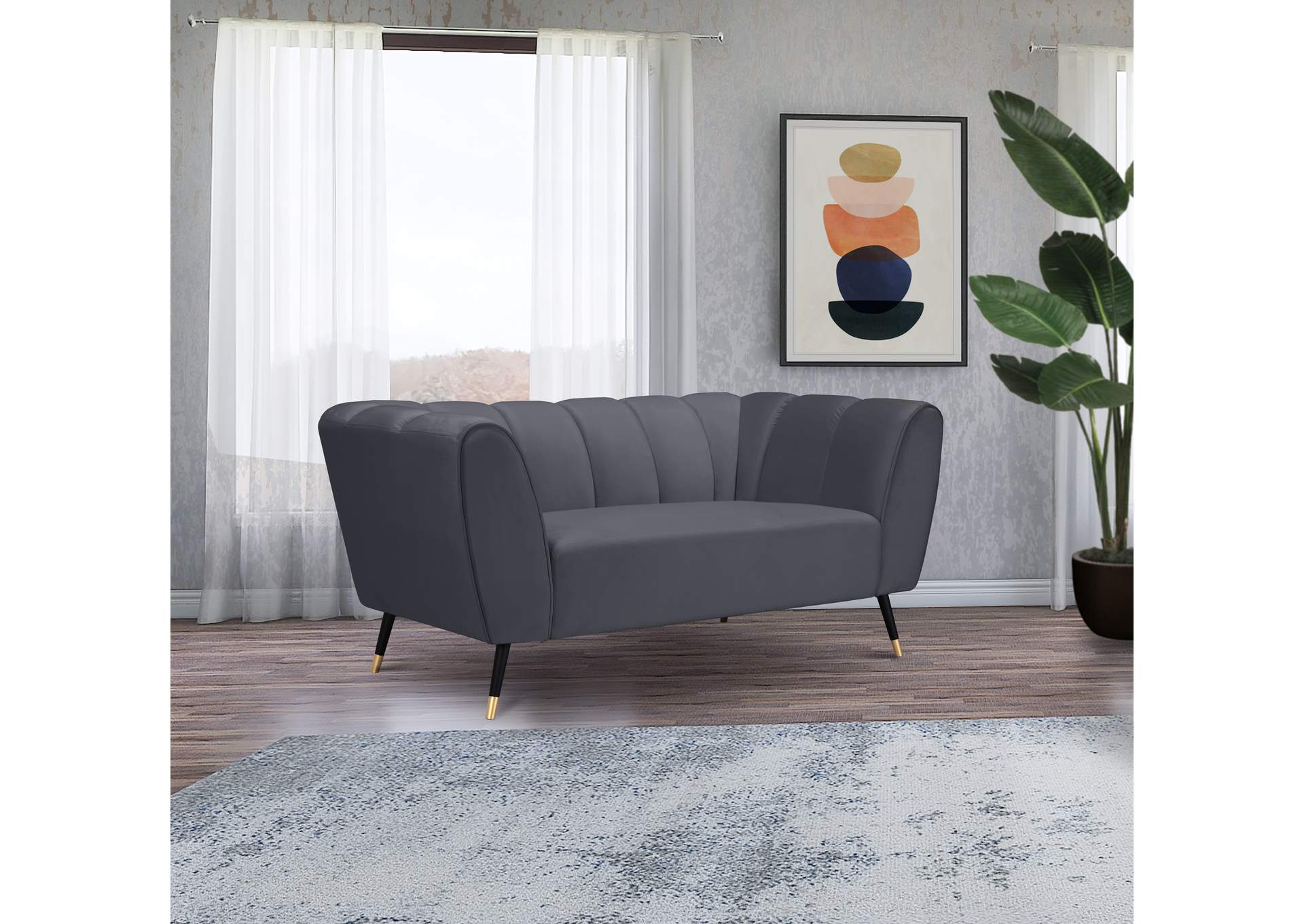 Beaumont Grey Velvet Loveseat,Meridian Furniture