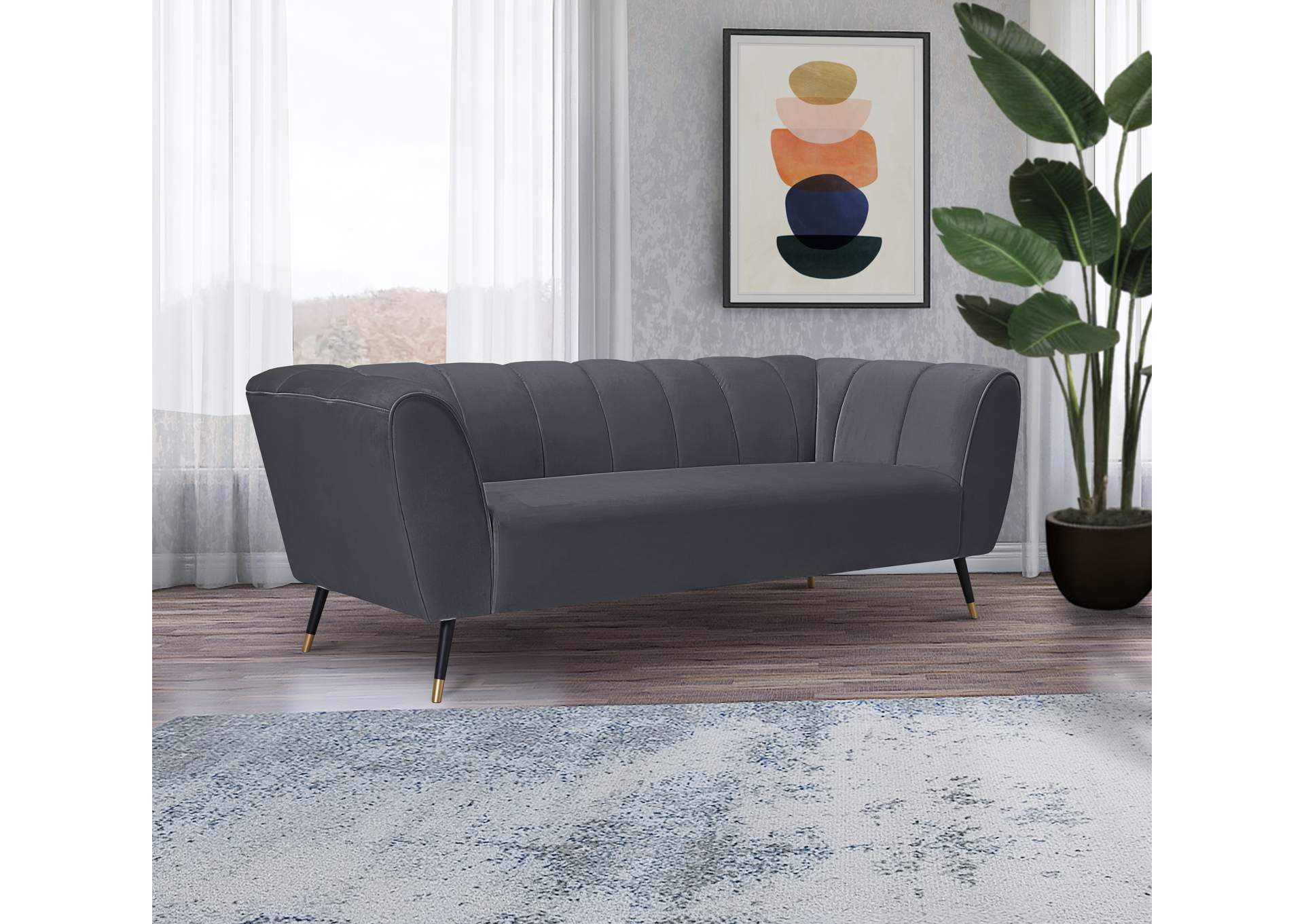 Beaumont Grey Velvet Sofa,Meridian Furniture