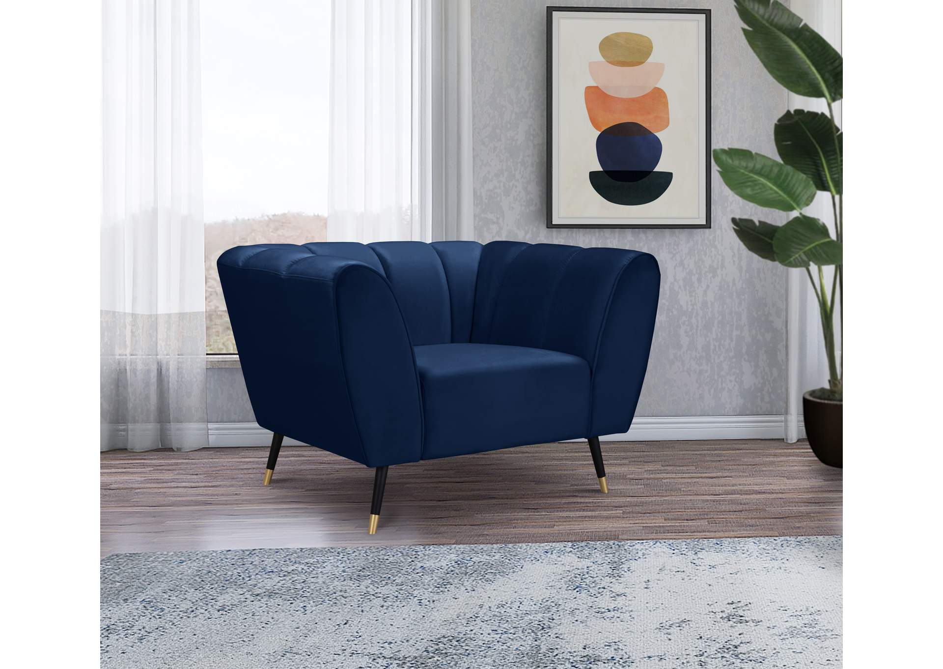 Beaumont Navy Velvet Chair,Meridian Furniture