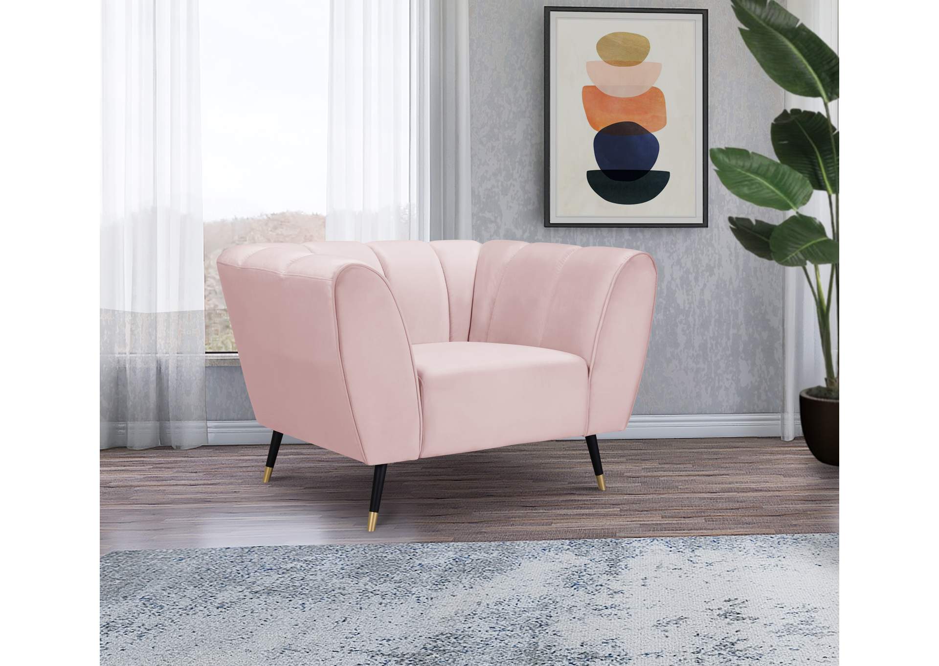 Beaumont Pink Velvet Chair,Meridian Furniture