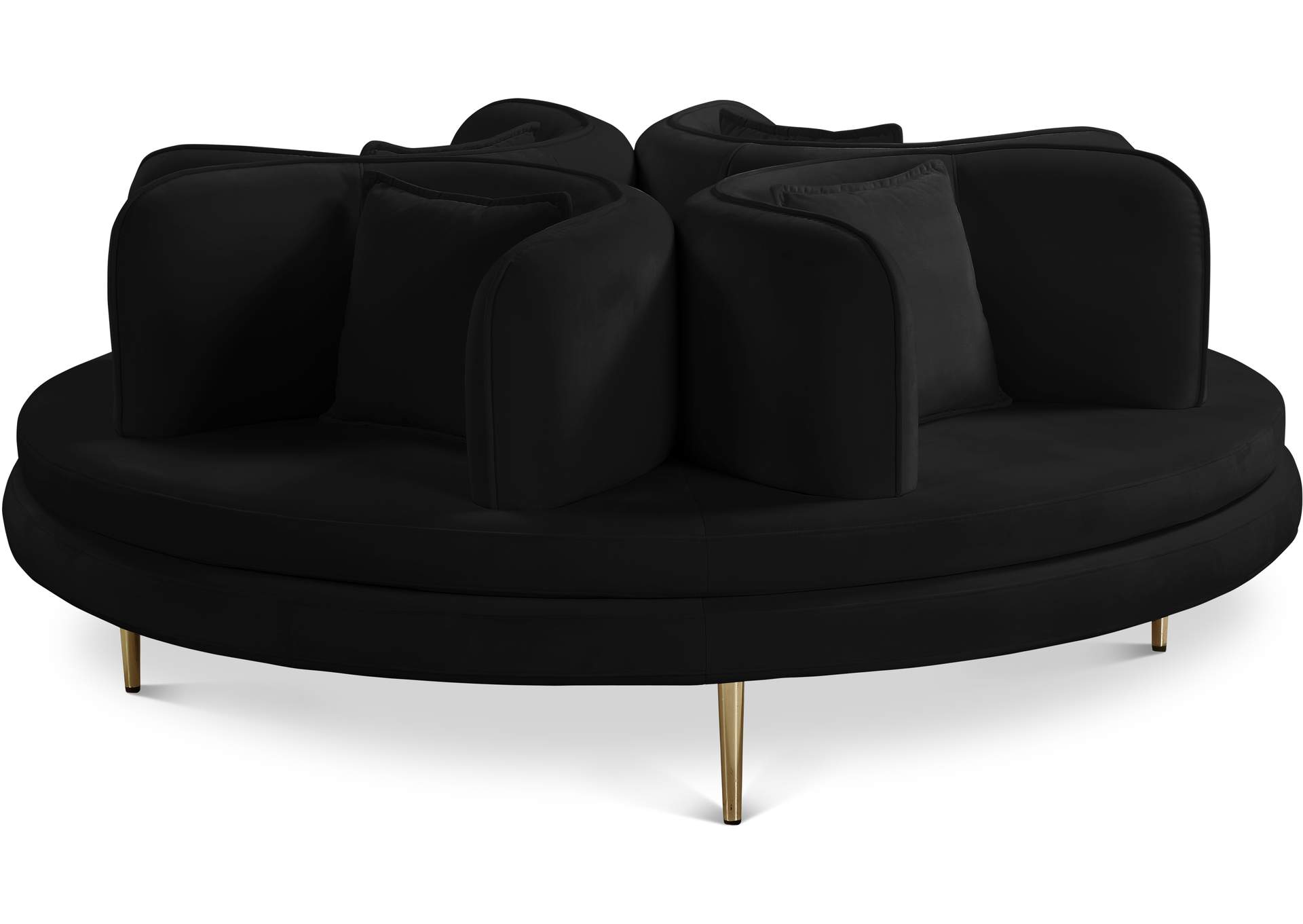 Circlet Black Velvet Round Sofa Settee,Meridian Furniture