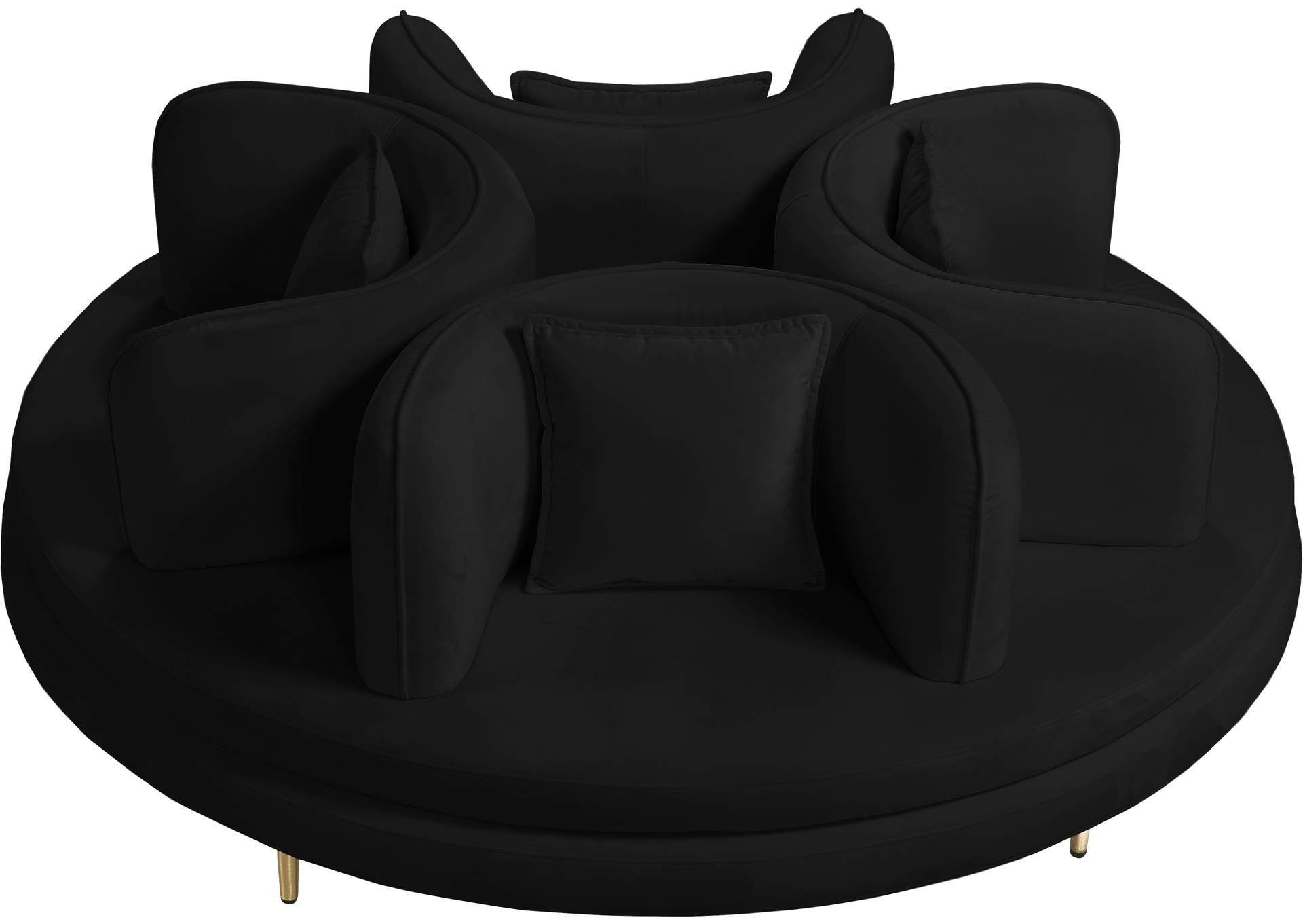 Circlet Black Velvet Round Sofa Settee,Meridian Furniture