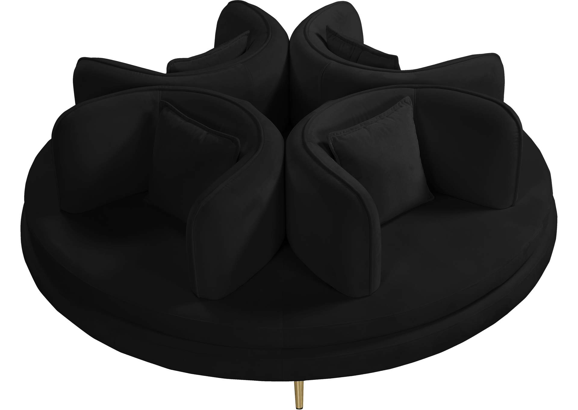 Circlet Black Velvet Round Sofa Settee,Meridian Furniture