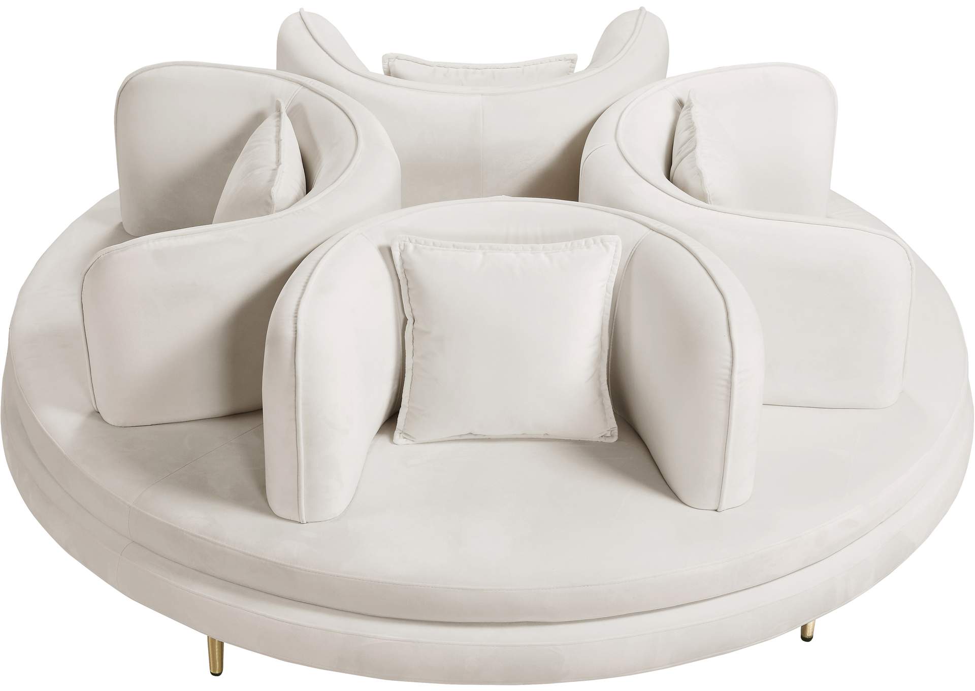 Circlet Cream Velvet Round Sofa Settee,Meridian Furniture