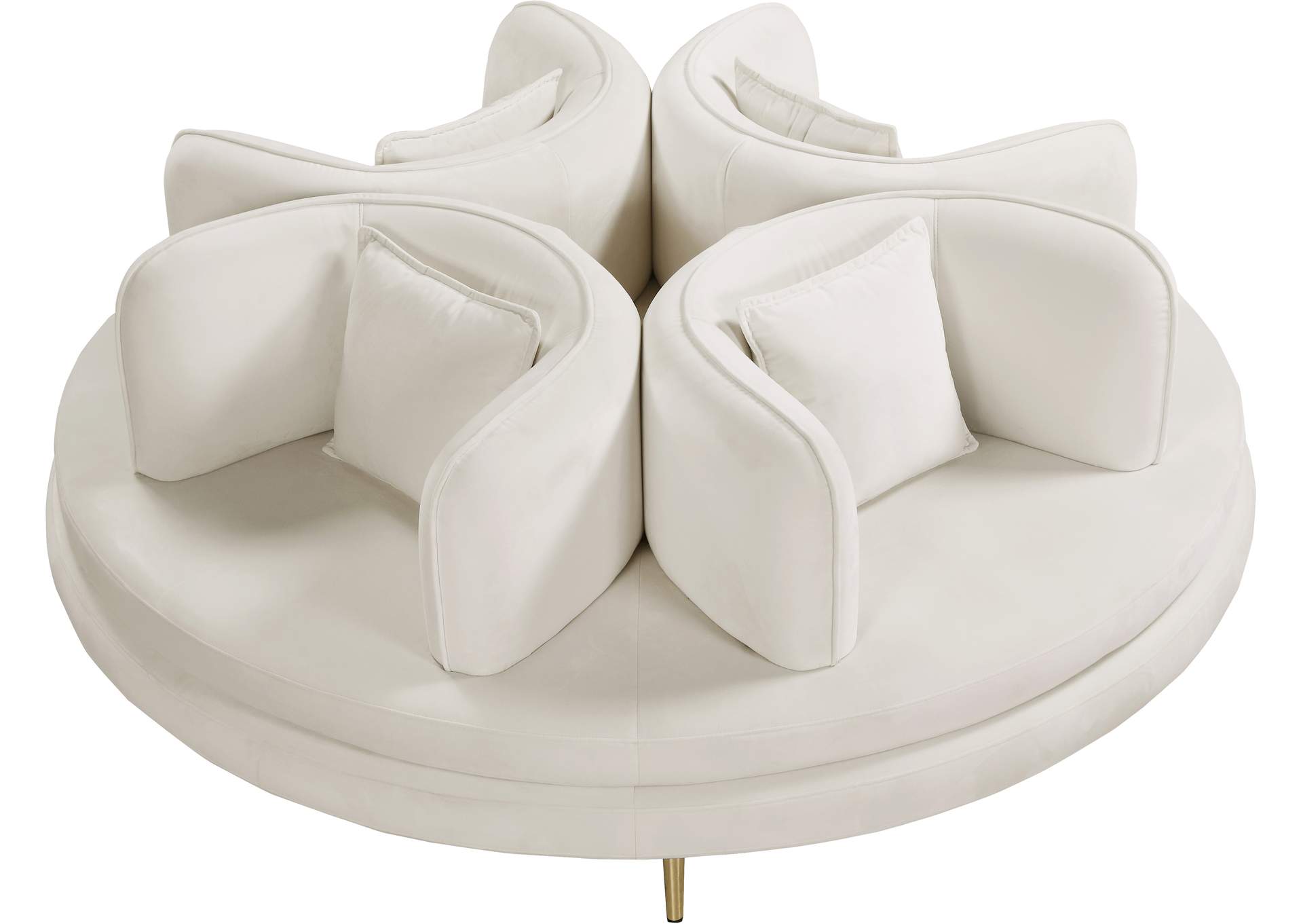 Circlet Cream Velvet Round Sofa Settee,Meridian Furniture