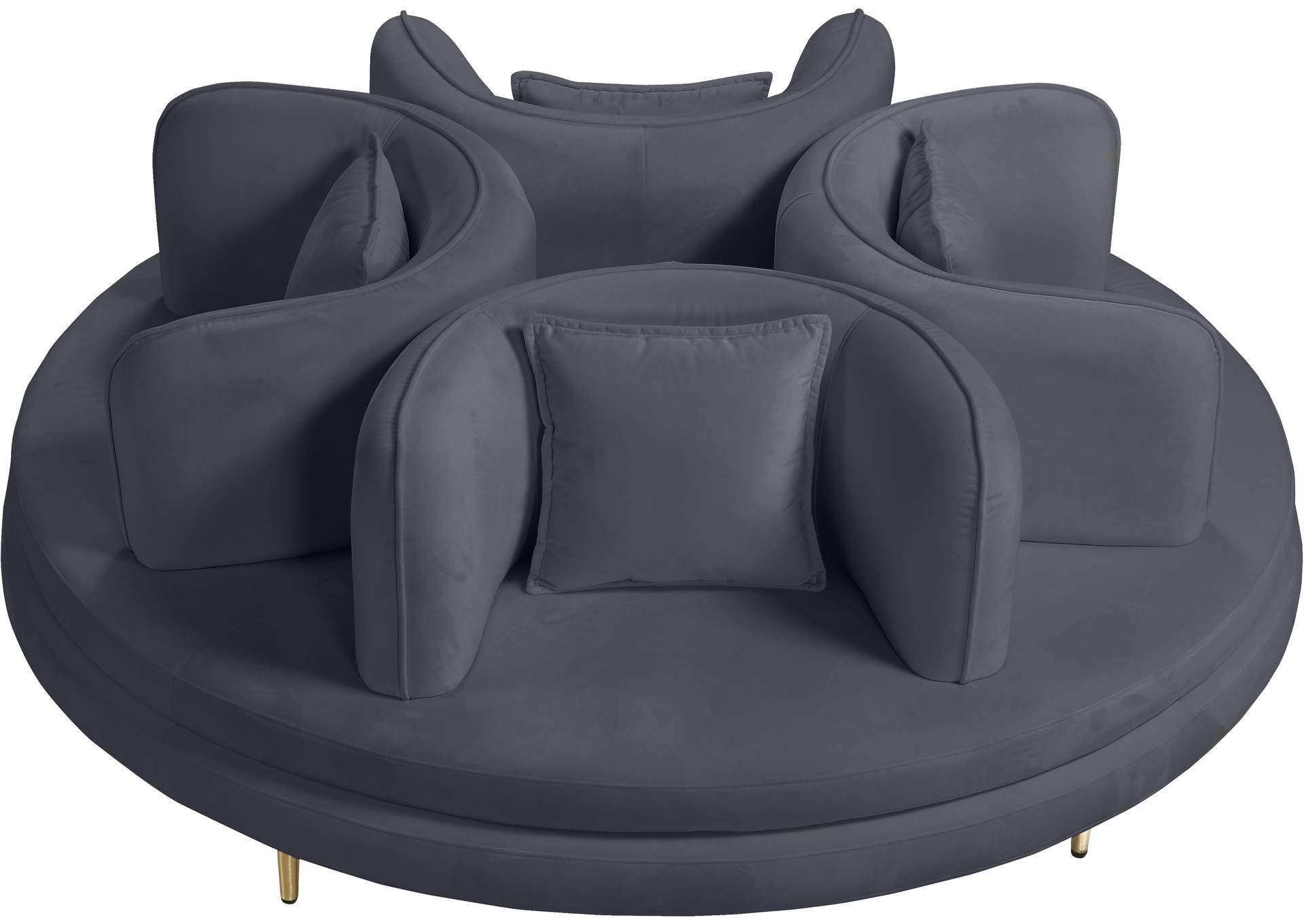 Circlet Grey Velvet Round Sofa Settee,Meridian Furniture