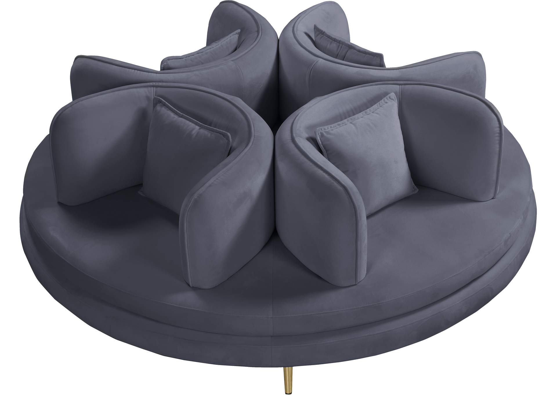 Circlet Grey Velvet Round Sofa Settee,Meridian Furniture