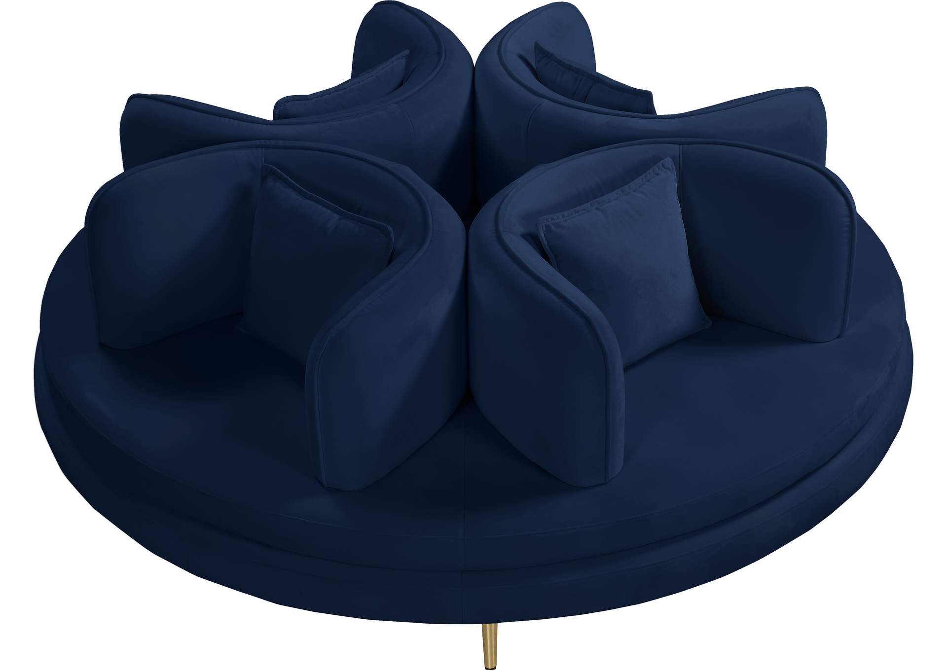 Circlet Navy Velvet Round Sofa Settee,Meridian Furniture