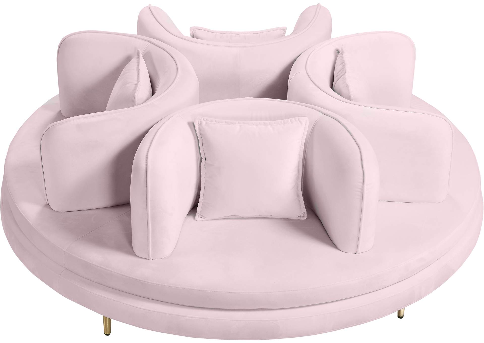 Circlet Pink Velvet Round Sofa Settee,Meridian Furniture