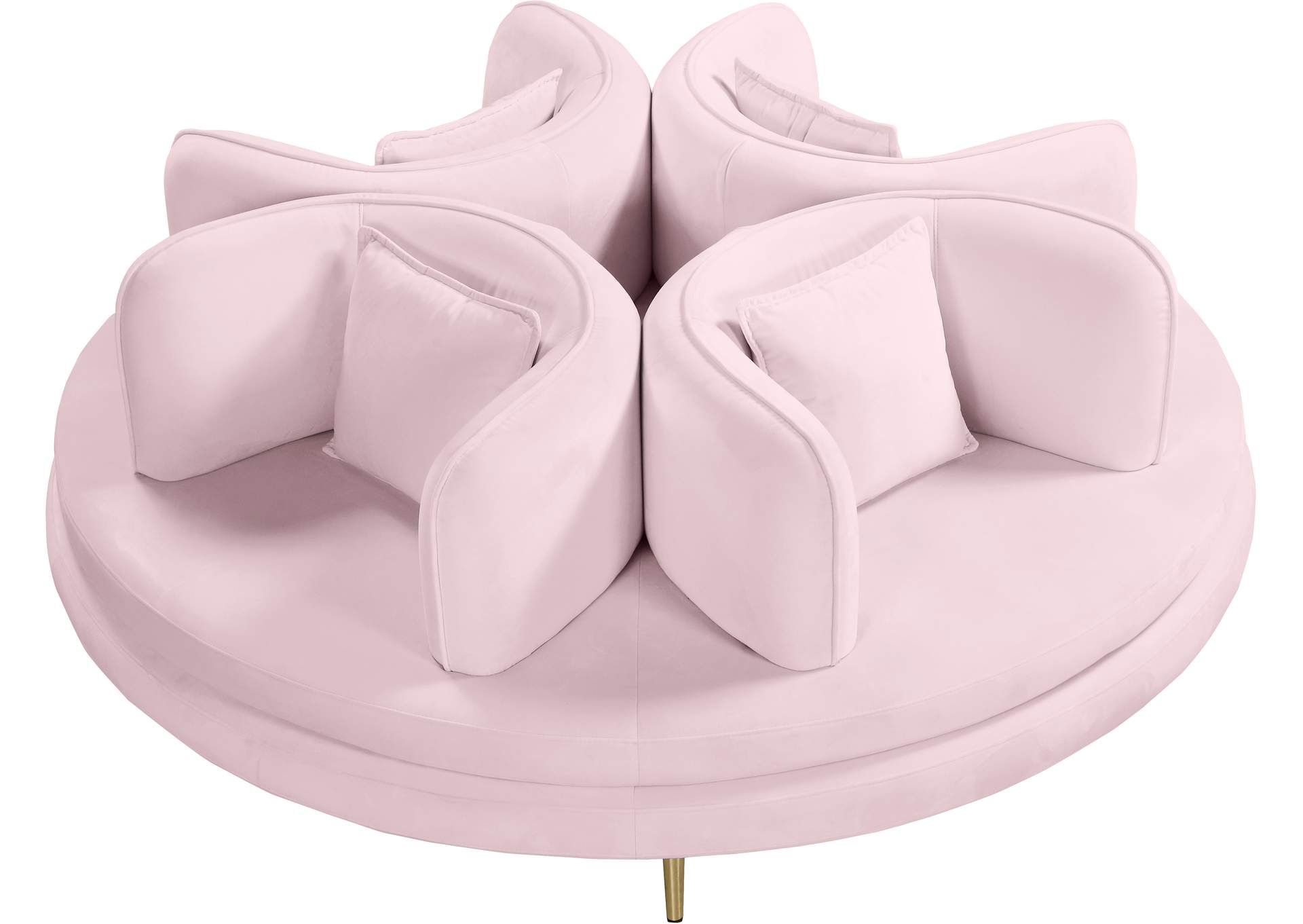 Circlet Pink Velvet Round Sofa Settee,Meridian Furniture