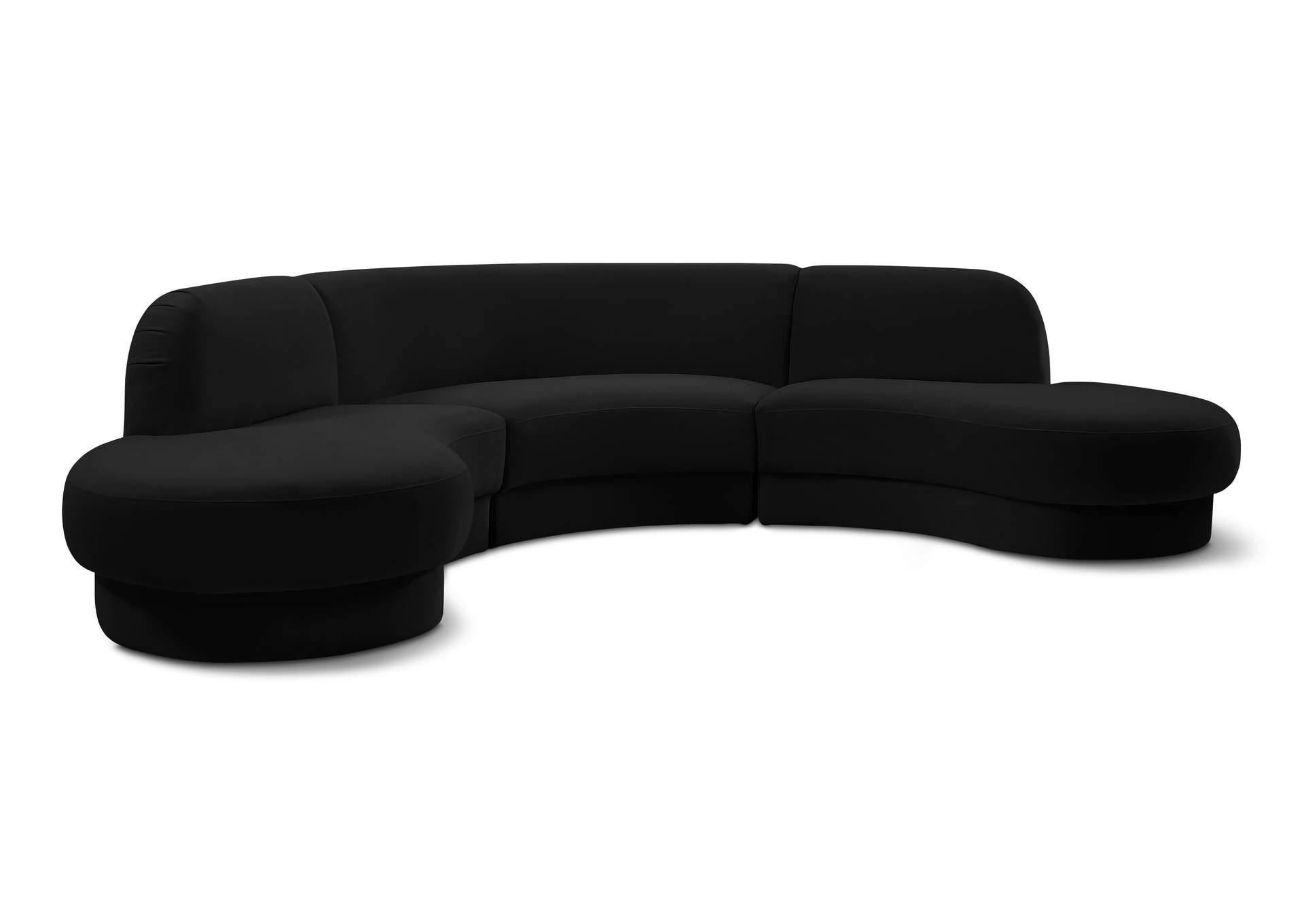 Rosa Black Velvet 3 Piece Sectional (3 Boxes),Meridian Furniture