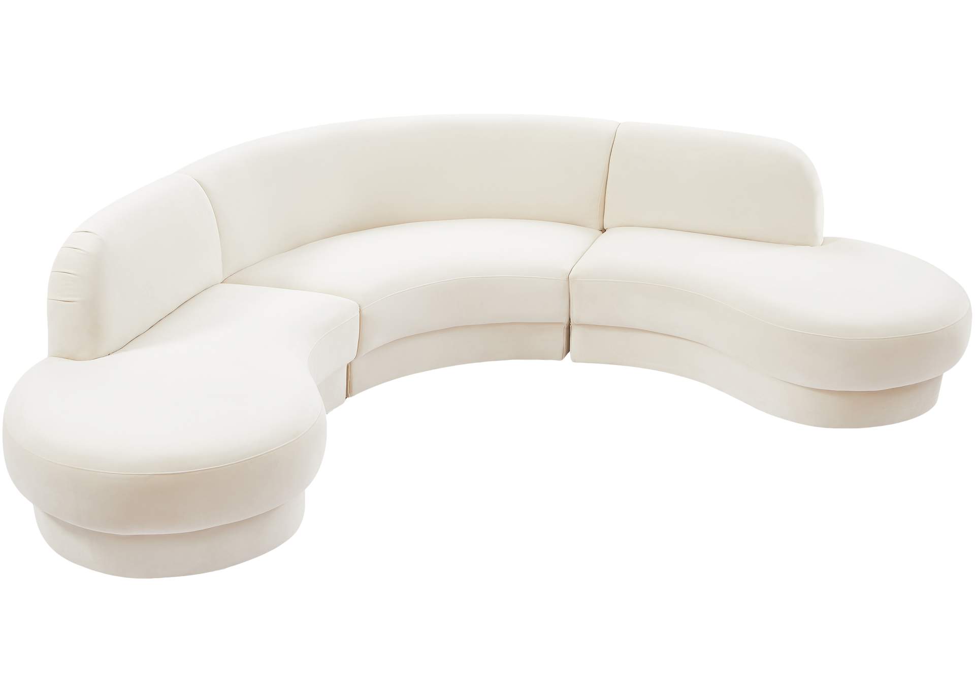 Rosa Cream Velvet 3 Piece Sectional (3 Boxes),Meridian Furniture