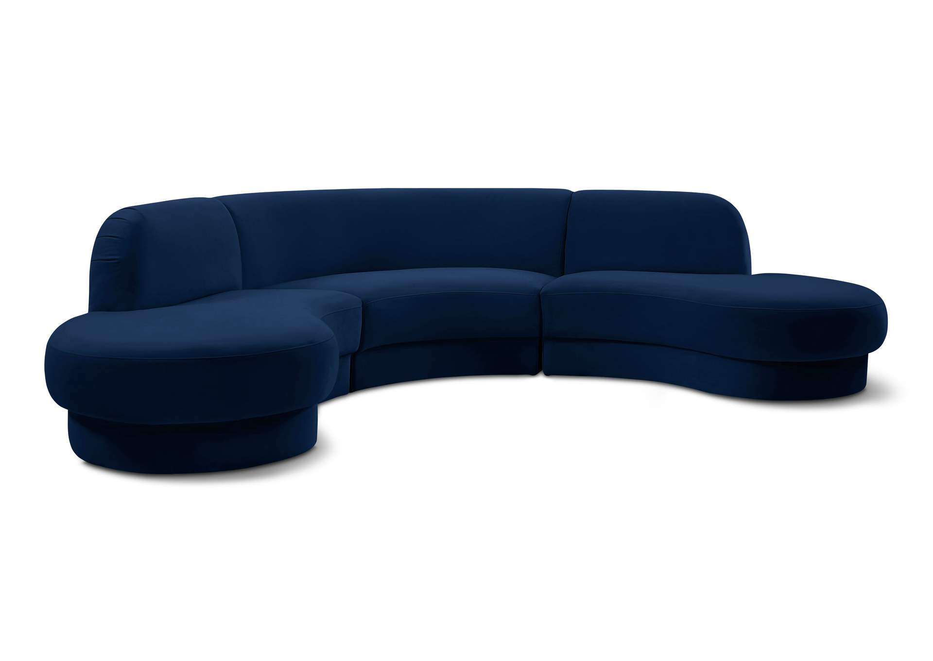 Rosa Navy Velvet 3 Piece Sectional (3 Boxes),Meridian Furniture