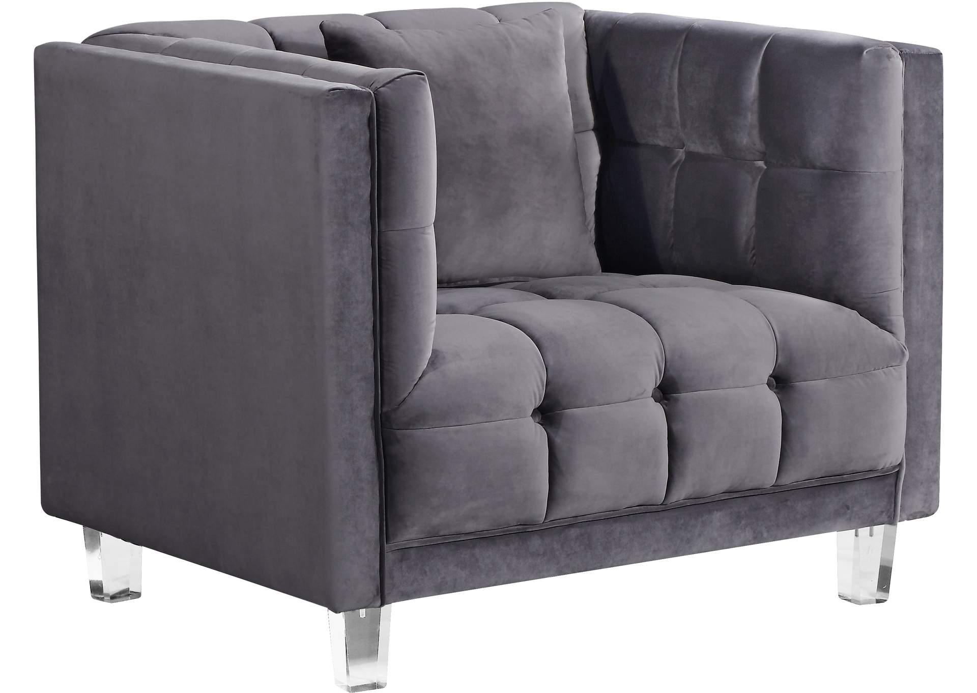 Mariel Grey Velvet Chair,Meridian Furniture