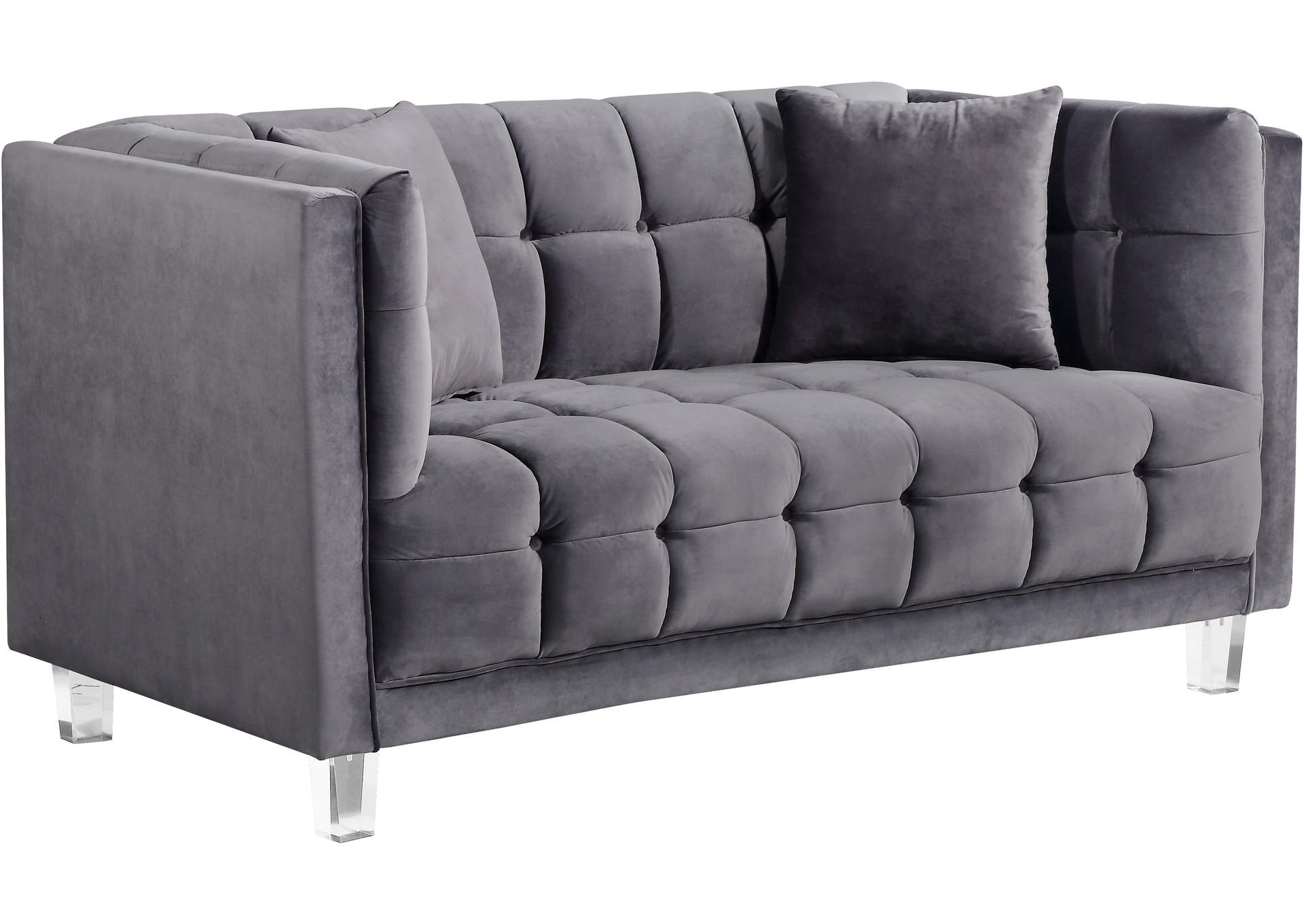 Mariel Grey Velvet Loveseat,Meridian Furniture