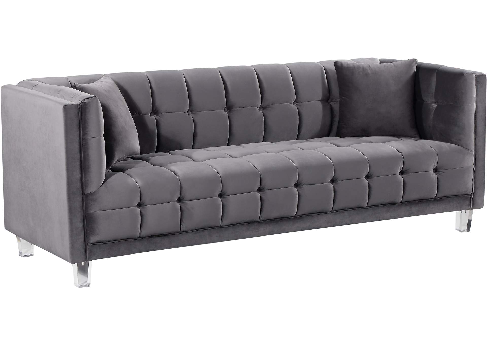 Mariel Grey Velvet Sofa,Meridian Furniture