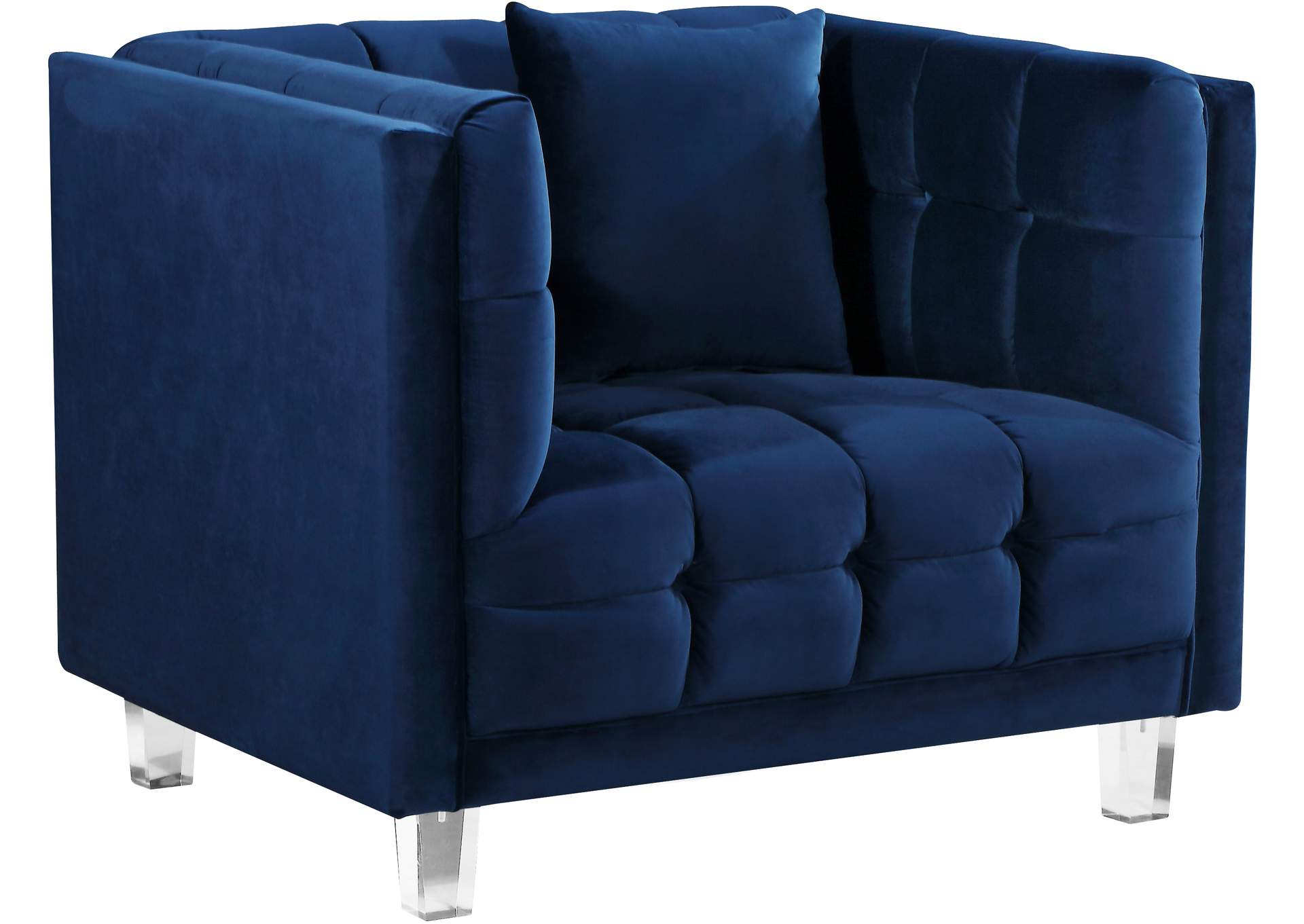 Mariel Navy Velvet Chair,Meridian Furniture