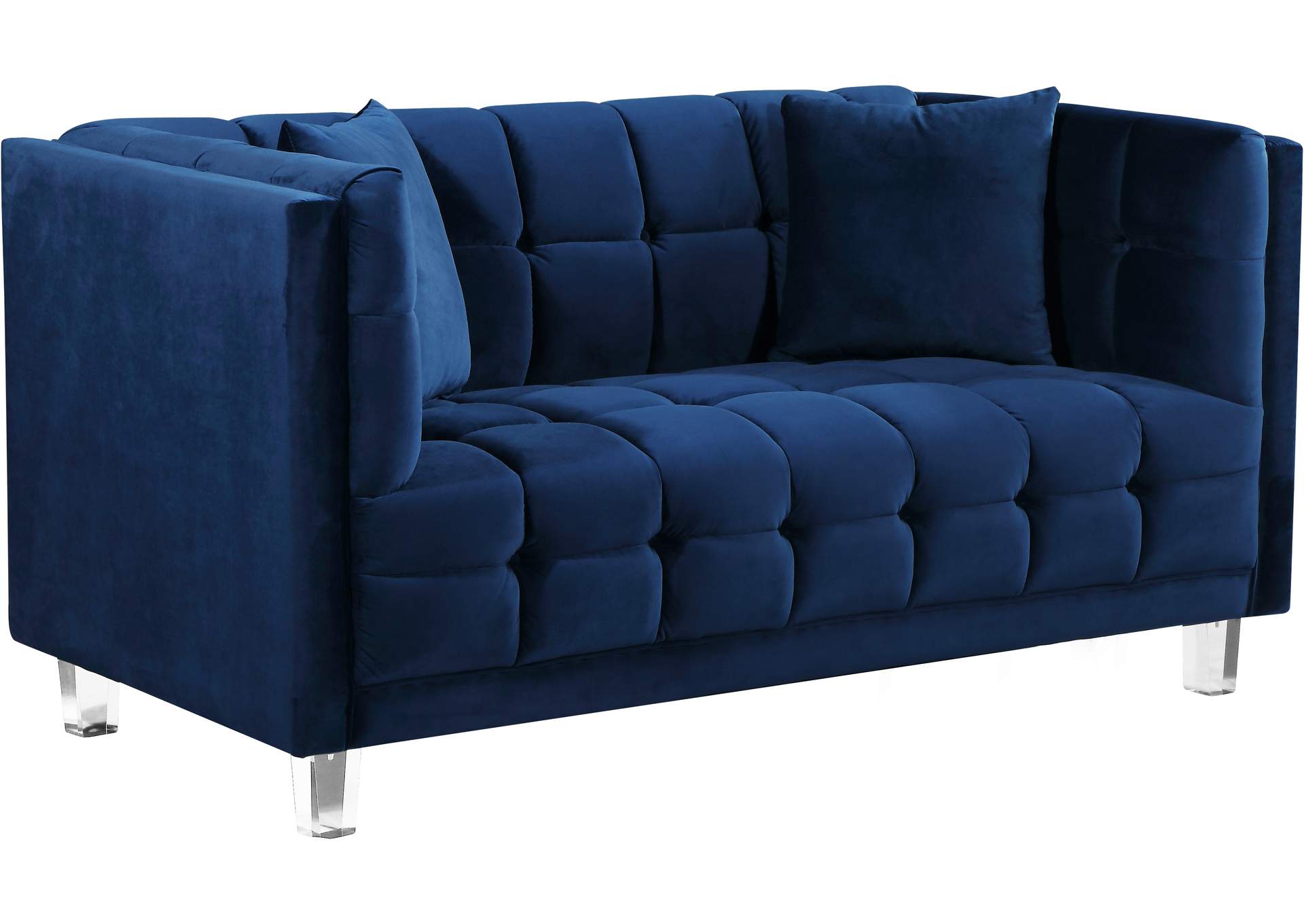 Mariel Navy Velvet Loveseat,Meridian Furniture