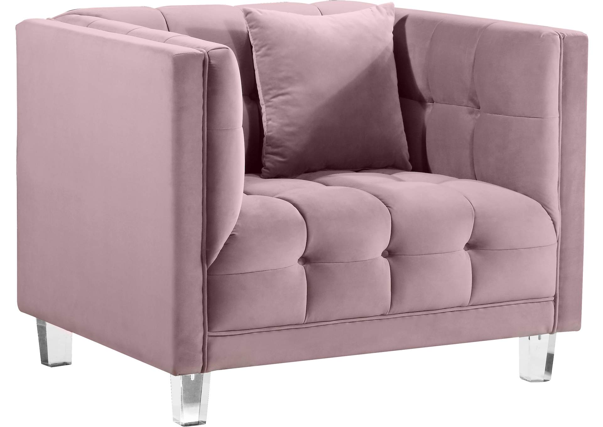 Mariel Pink Velvet Chair,Meridian Furniture