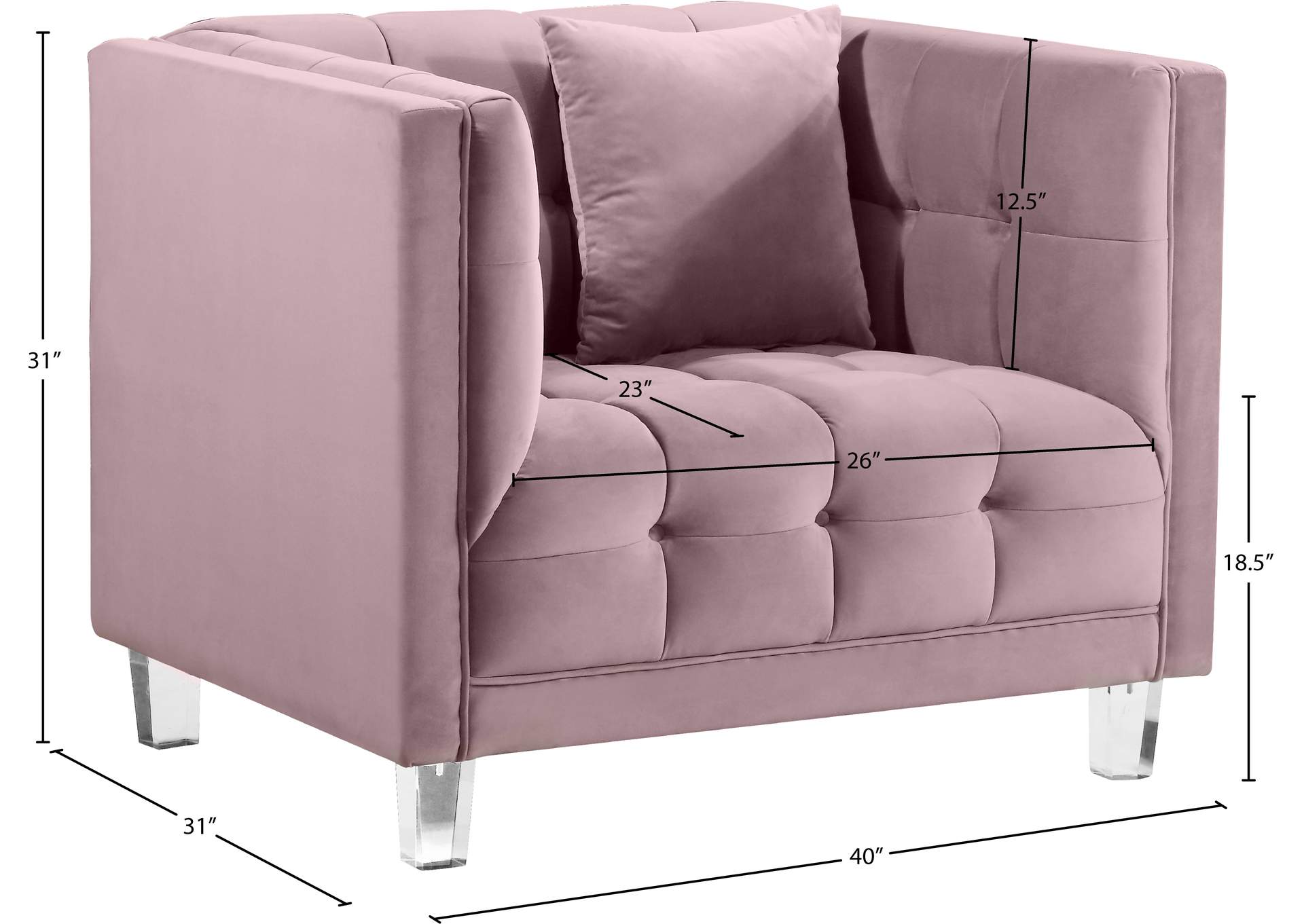 Mariel Pink Velvet Chair,Meridian Furniture