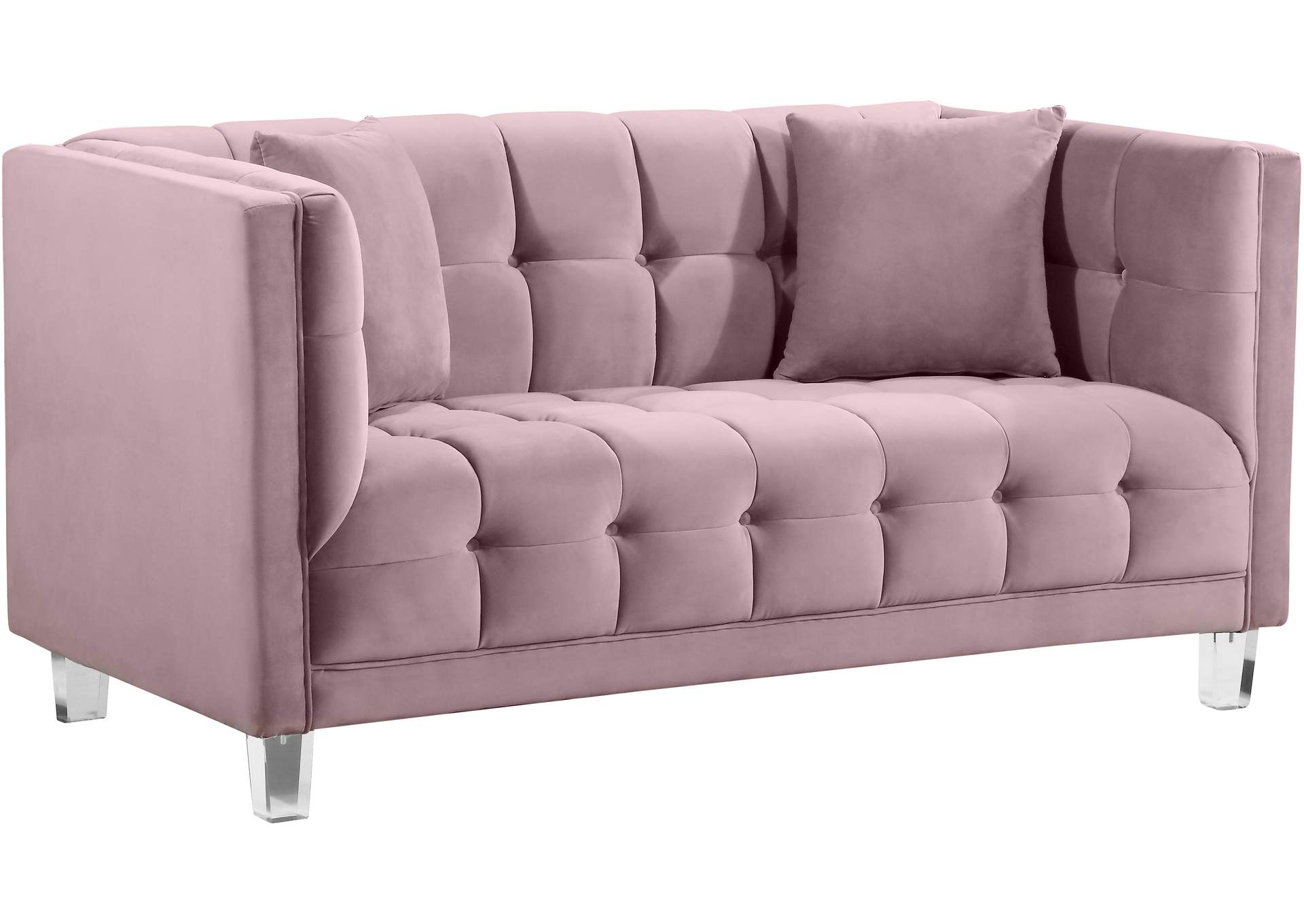 Mariel Pink Velvet Loveseat,Meridian Furniture