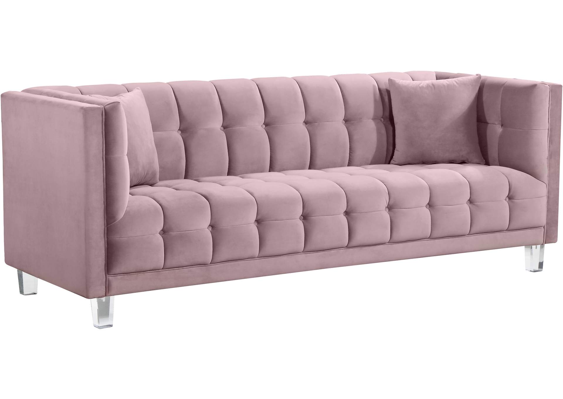 Mariel Pink Velvet Sofa,Meridian Furniture