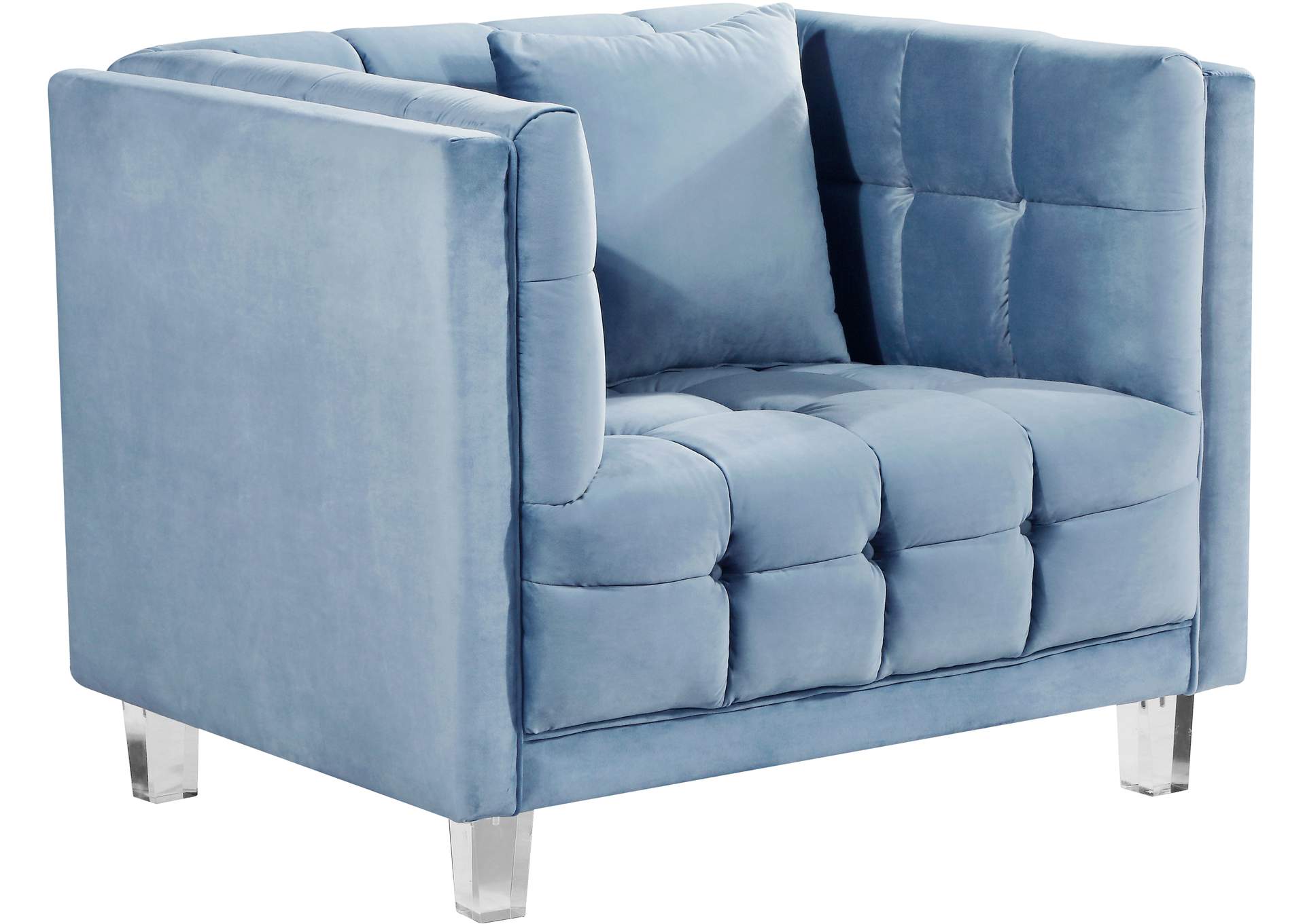 Mariel Sky Blue Velvet Chair,Meridian Furniture