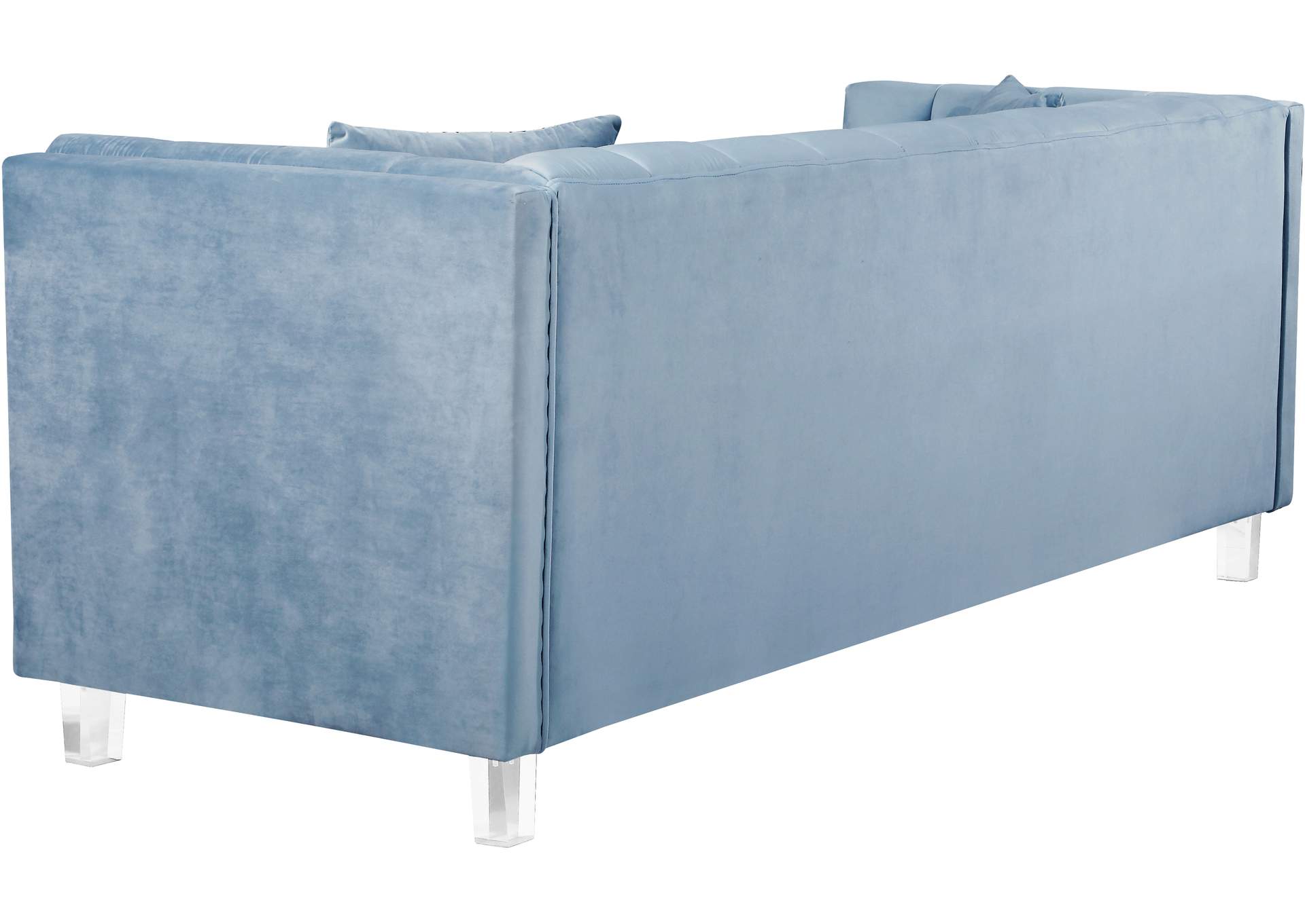 Mariel Sky Blue Velvet Loveseat,Meridian Furniture