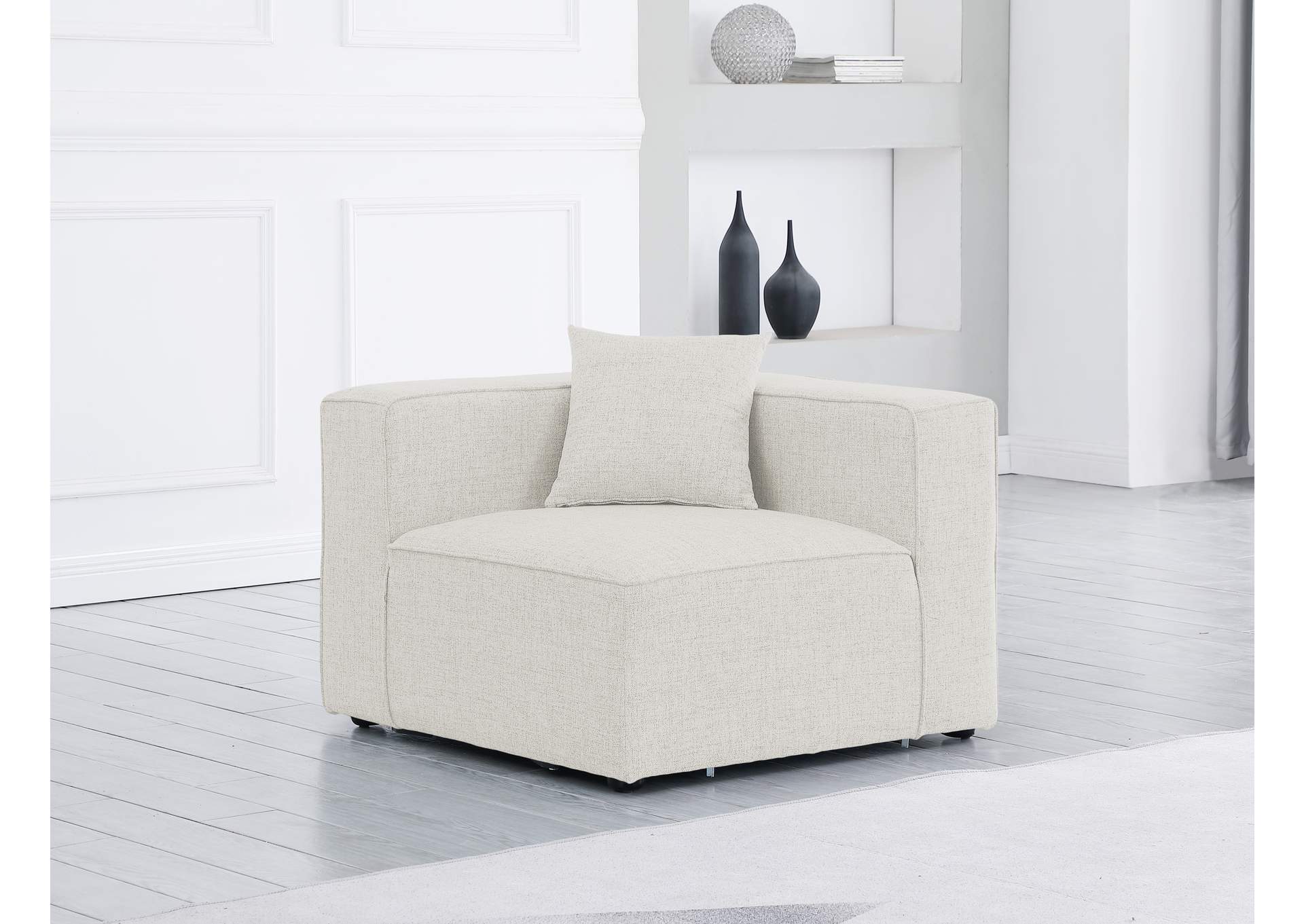 Cube Cream Durable Linen Corner,Meridian Furniture