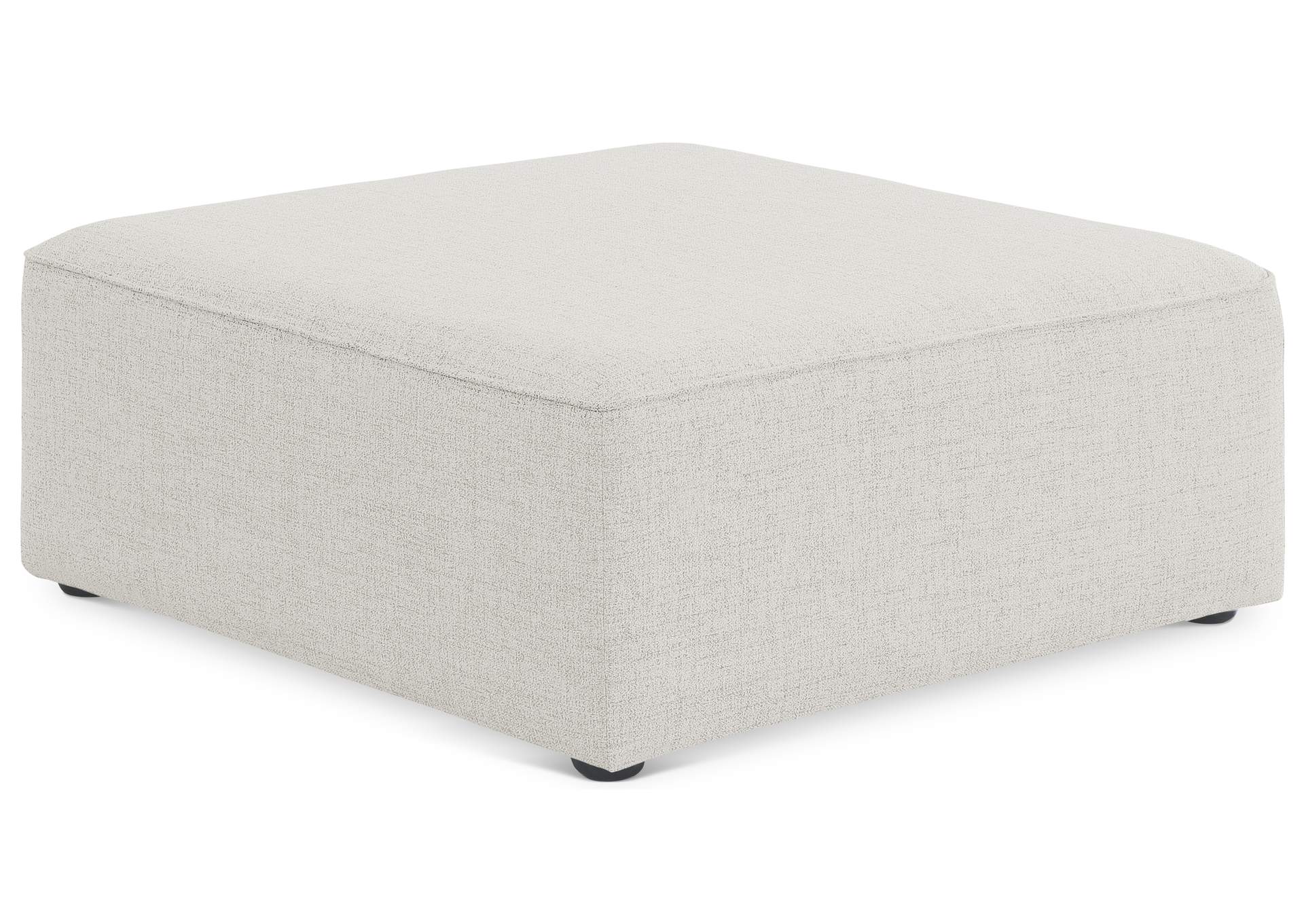 Cube Cream Durable Linen Textured Ottoman,Meridian Furniture