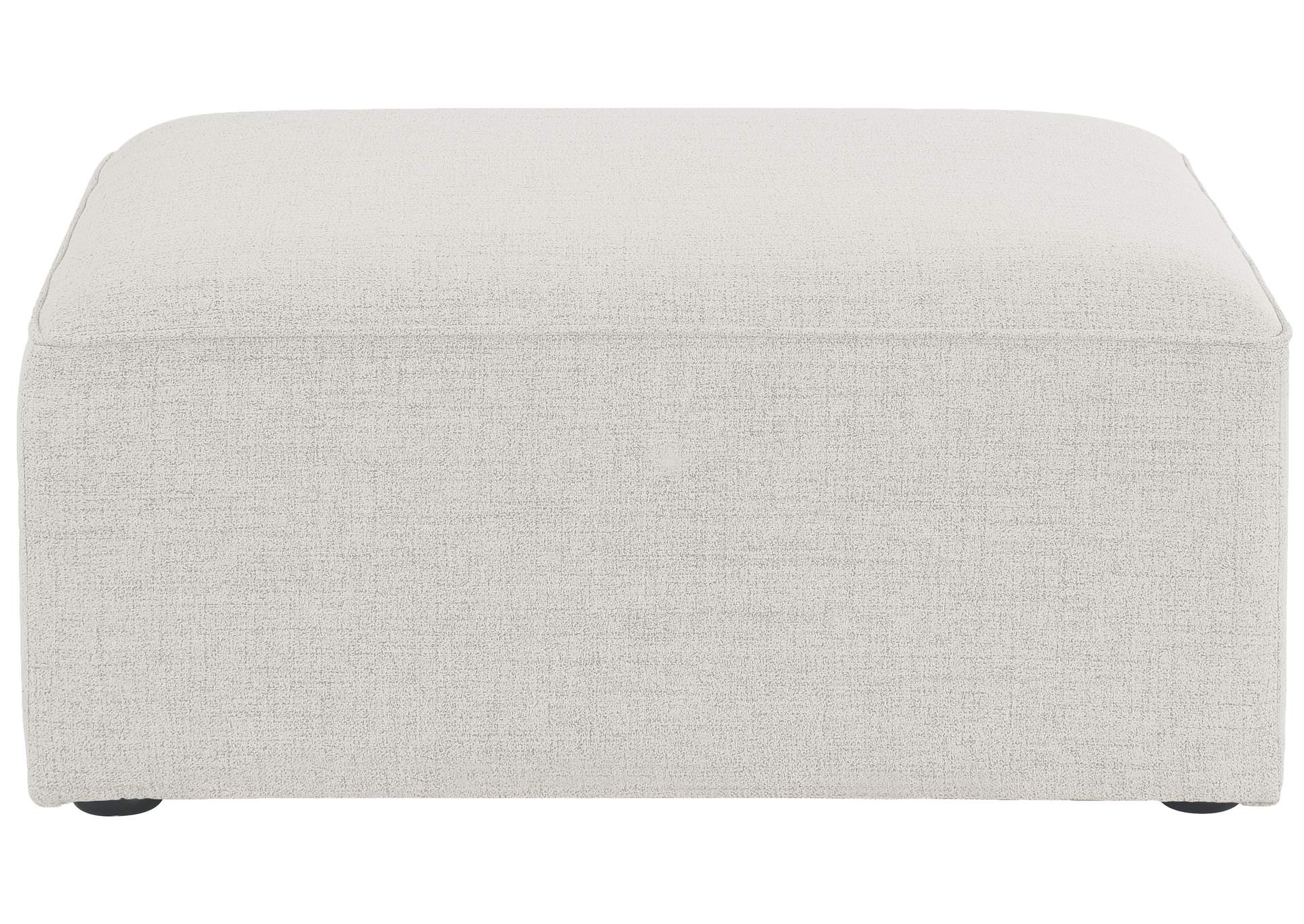 Cube Cream Durable Linen Textured Ottoman,Meridian Furniture