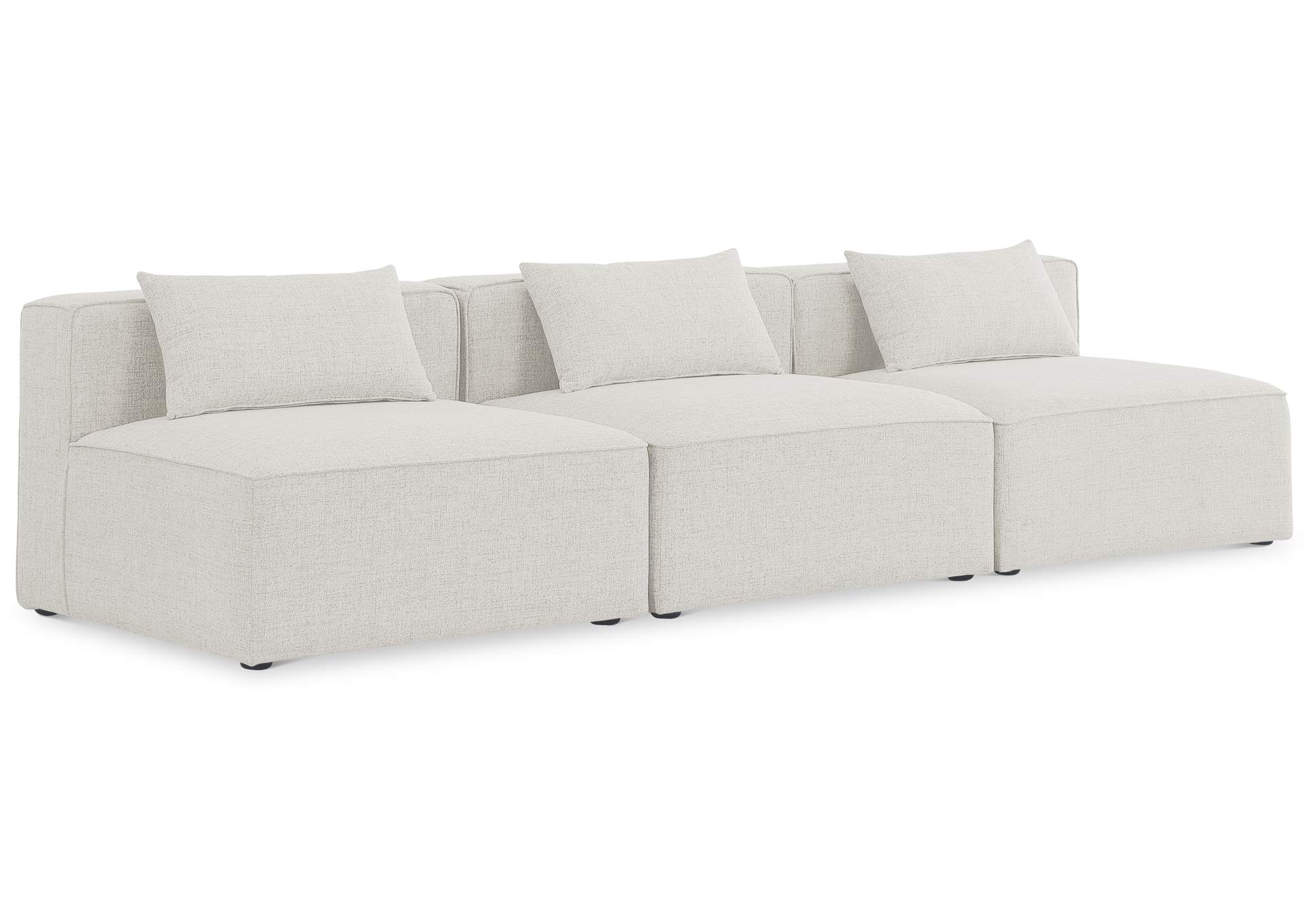 Cube Cream Durable Linen Textured Modular Sofa,Meridian Furniture