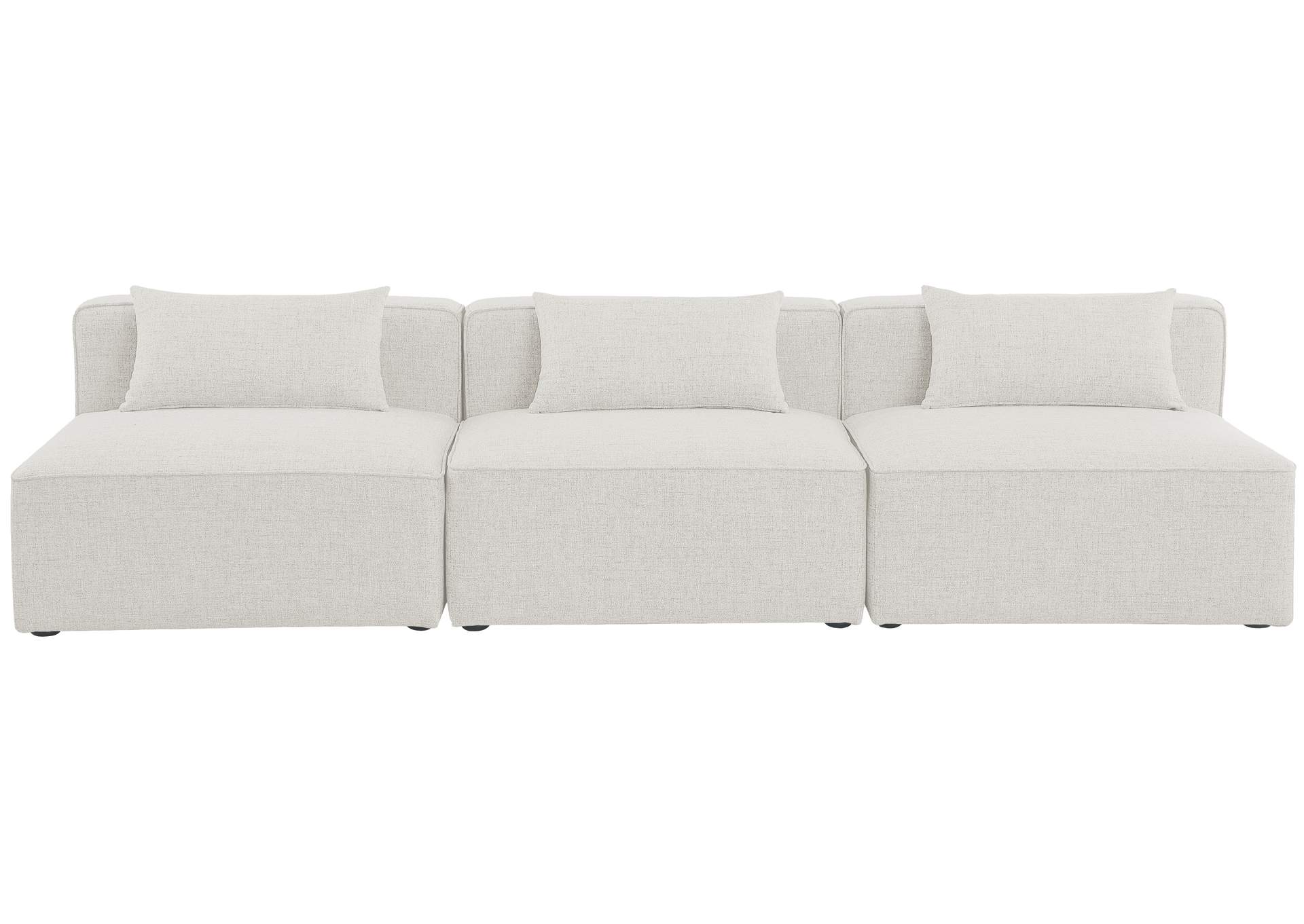 Cube Cream Durable Linen Textured Modular Sofa,Meridian Furniture