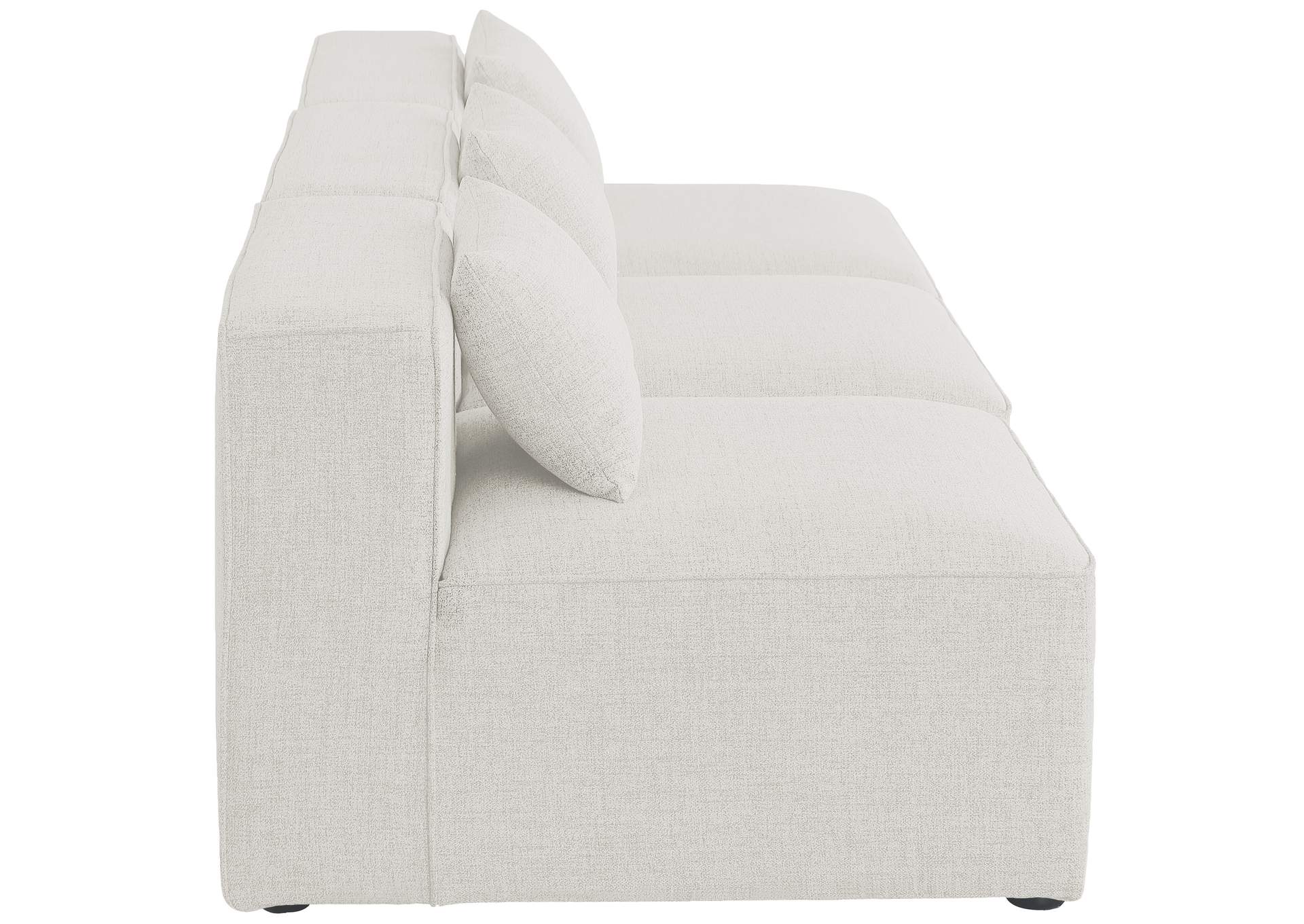 Cube Cream Durable Linen Textured Modular Sofa,Meridian Furniture