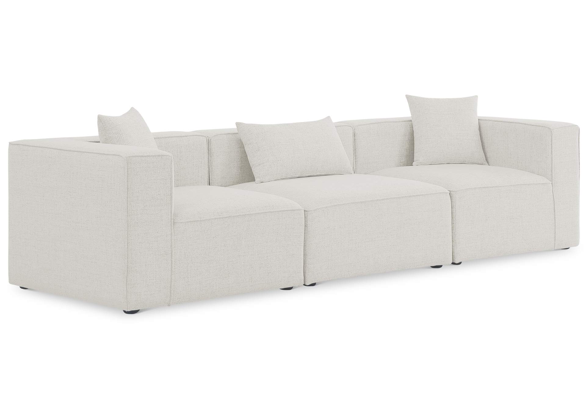 Cube Cream Durable Linen Textured Modular Sofa,Meridian Furniture