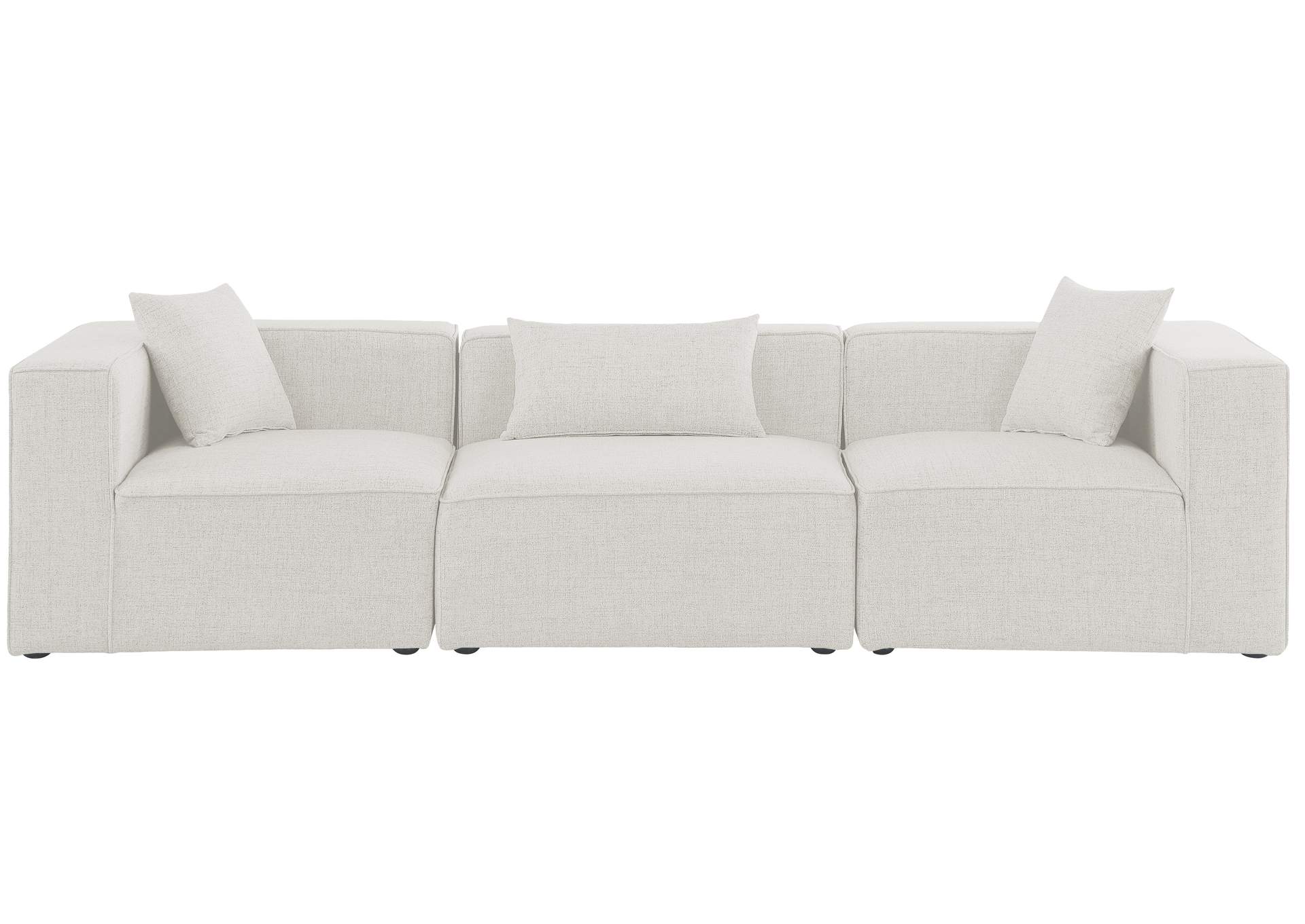 Cube Cream Durable Linen Textured Modular Sofa,Meridian Furniture