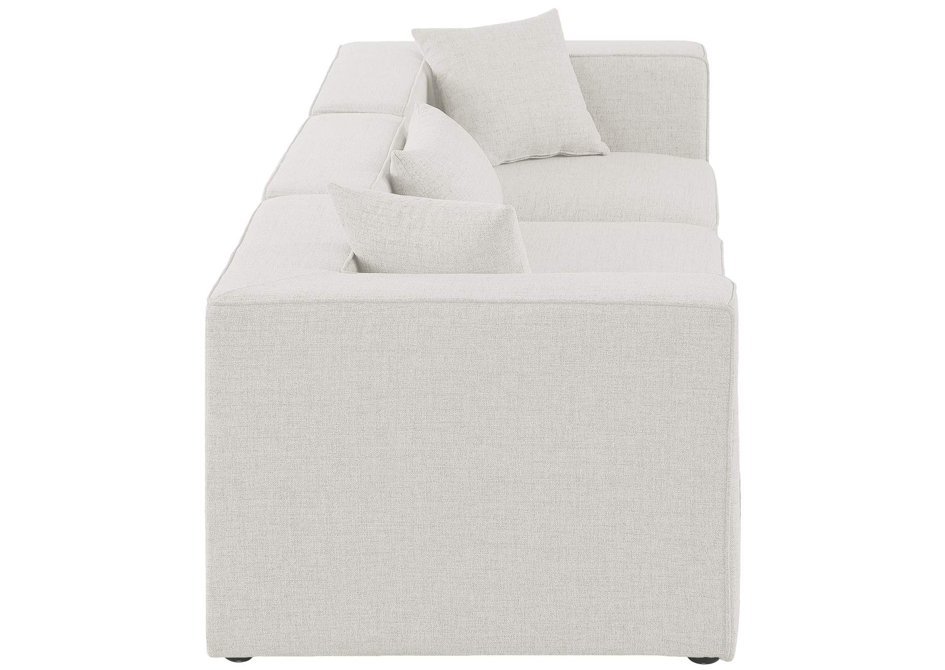 Cube Cream Durable Linen Textured Modular Sofa,Meridian Furniture