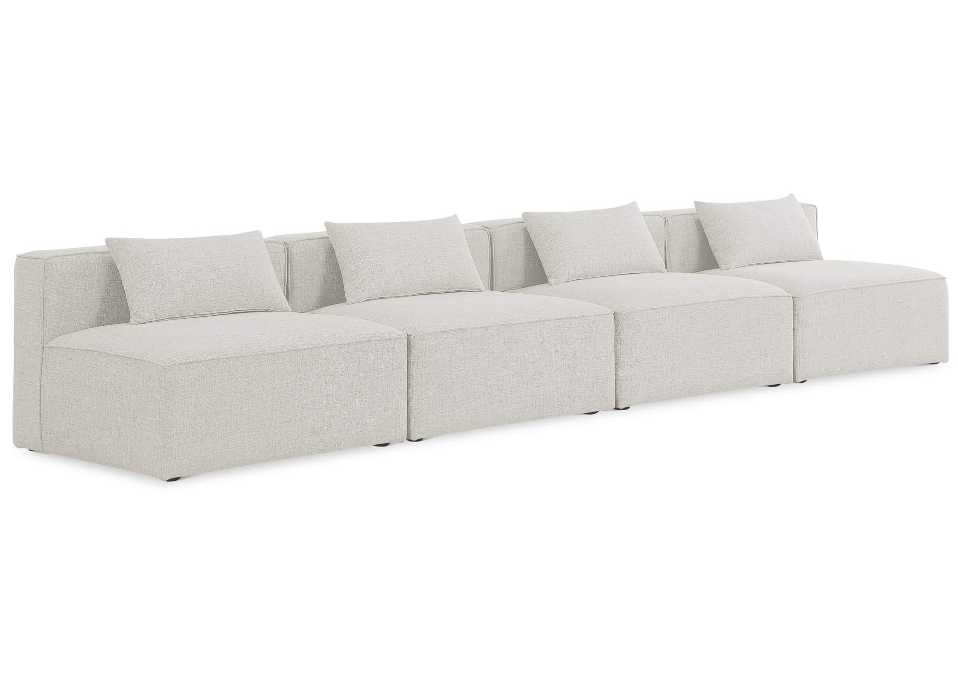 Cube Cream Durable Linen Textured Modular Sofa,Meridian Furniture